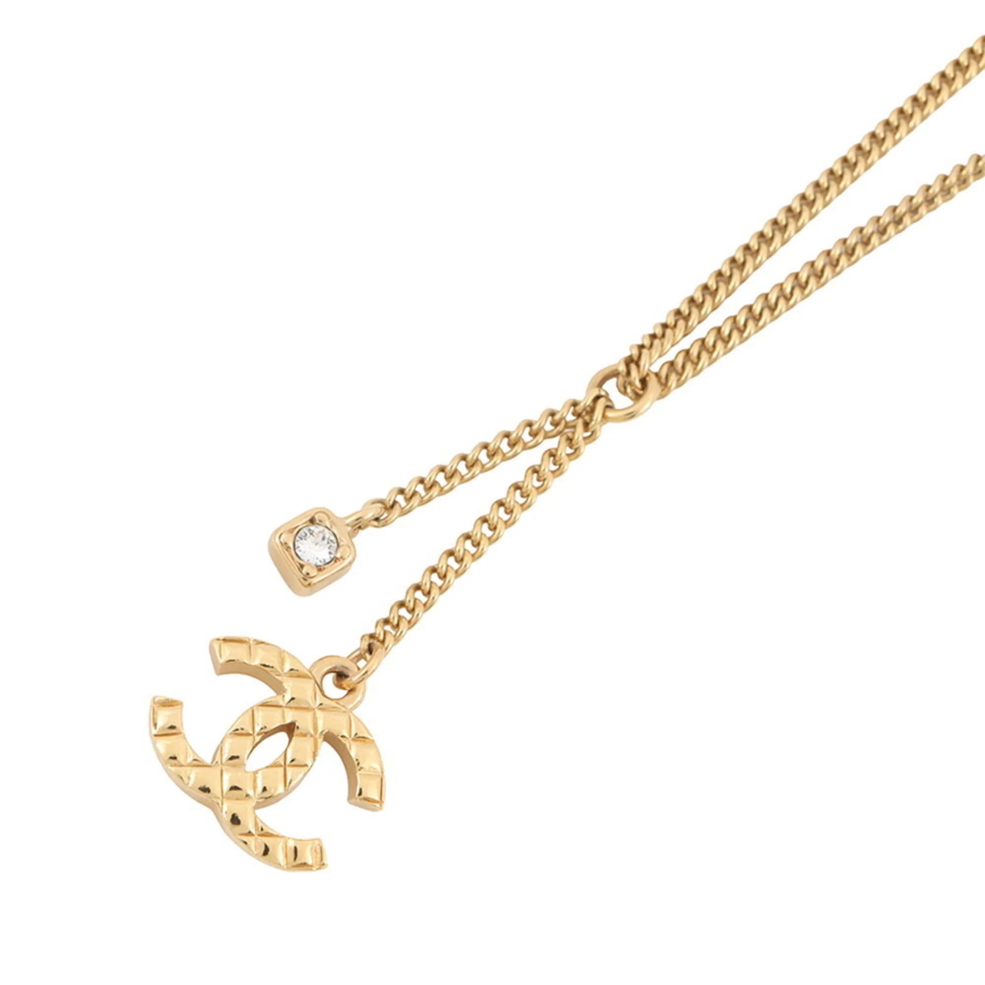 CC Logo Pendant Necklace Gold-Tone Metal
