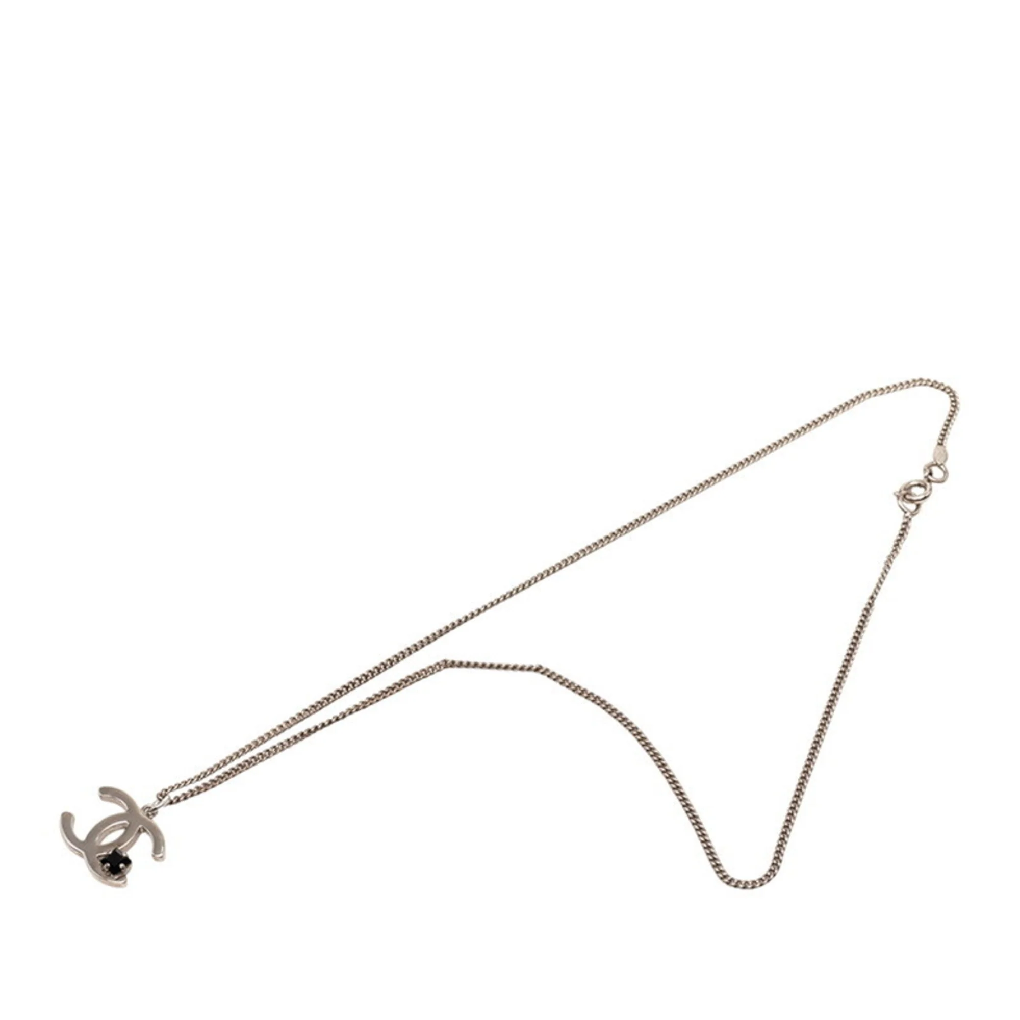 CC Logo Pendant Necklace Silver-Tone Metal - Image 3