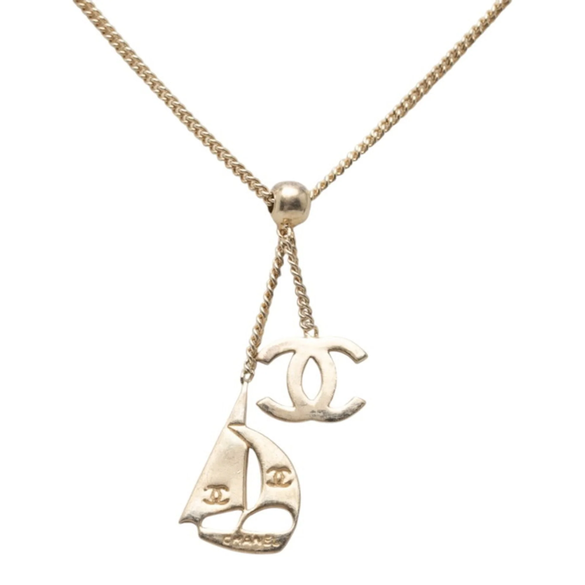 CC Logo Pendant Necklace Silver-Tone Metal - Image 2