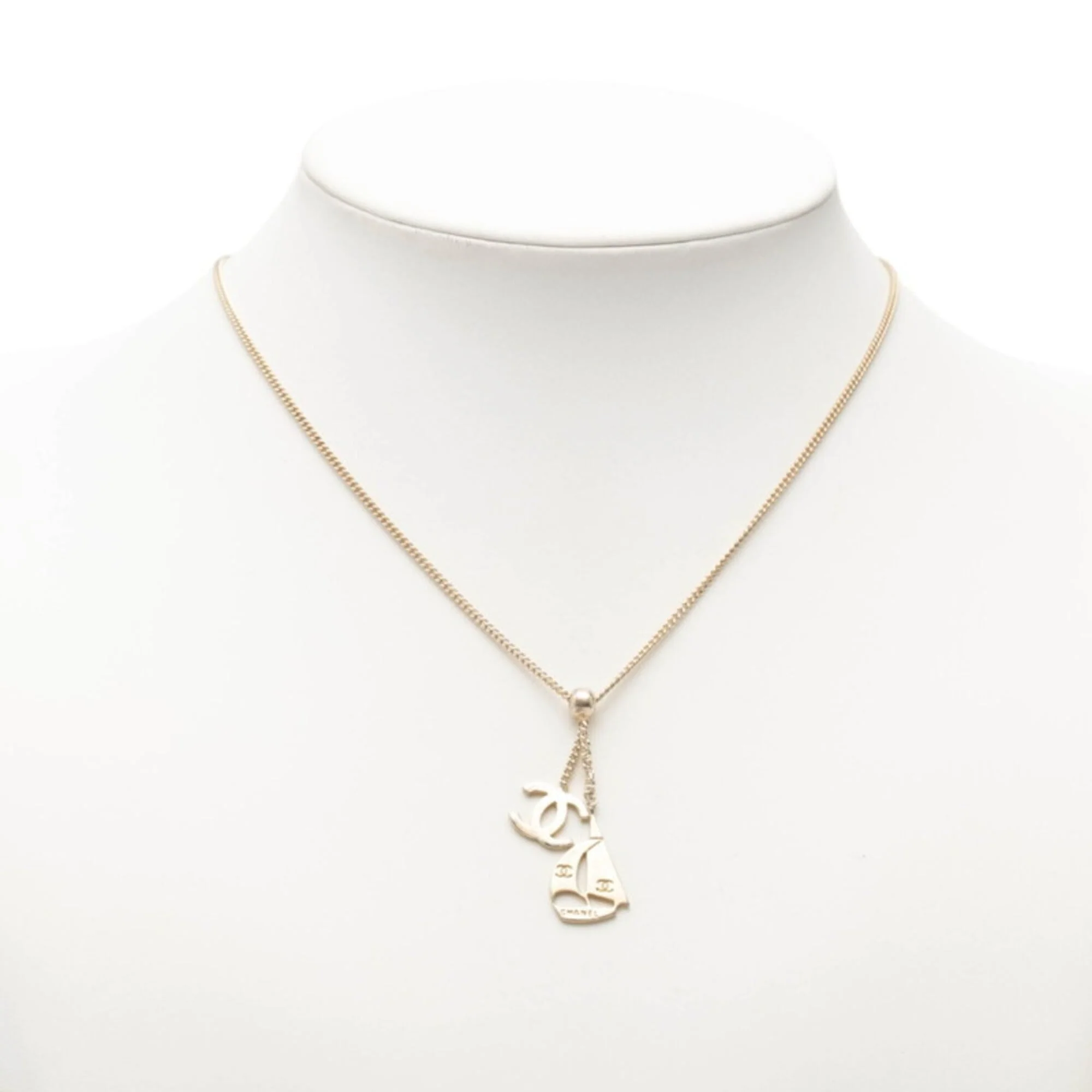 CC Logo Pendant Necklace Silver-Tone Metal - Image 5