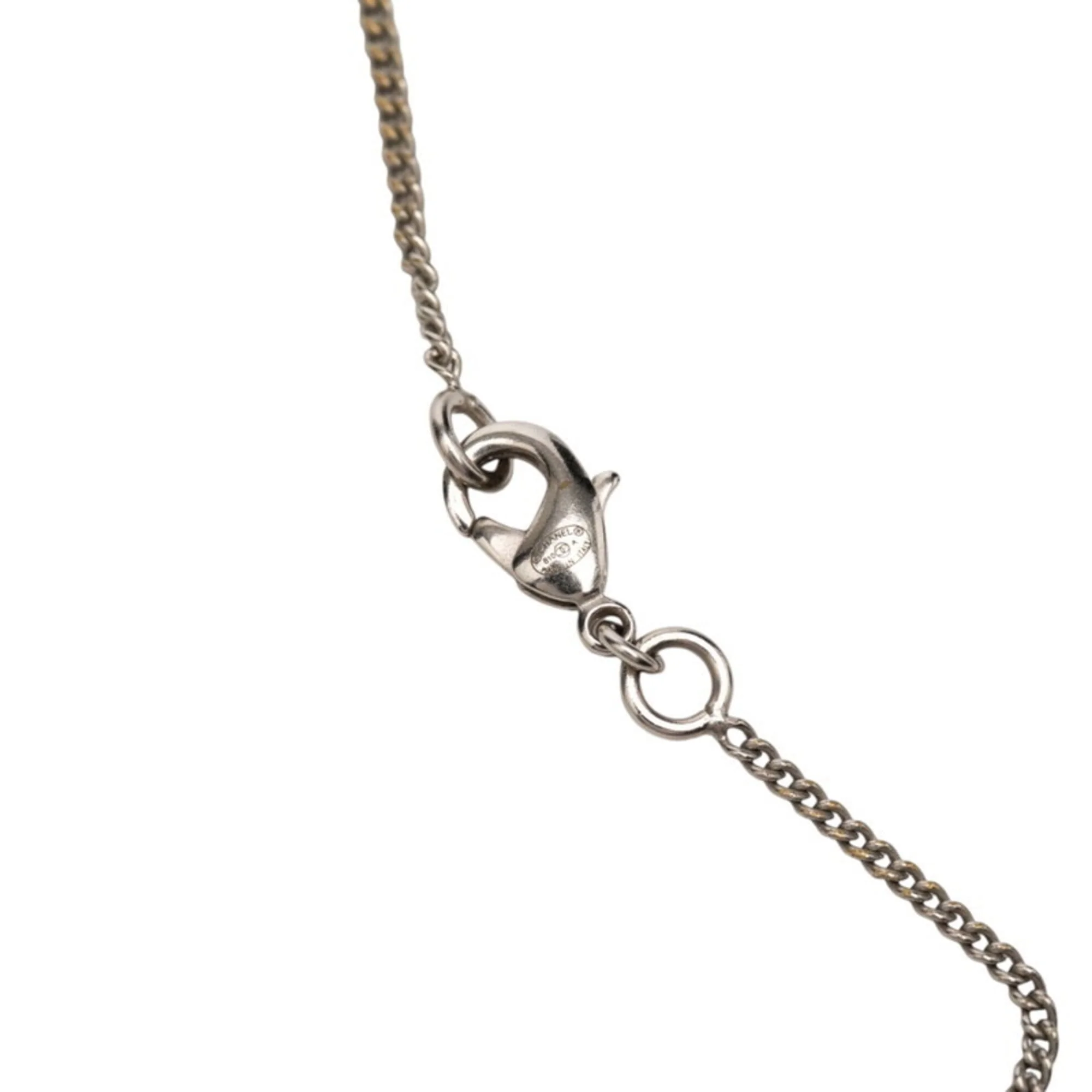 CC Logo Pendant Necklace Silver-Tone Metal - Image 4