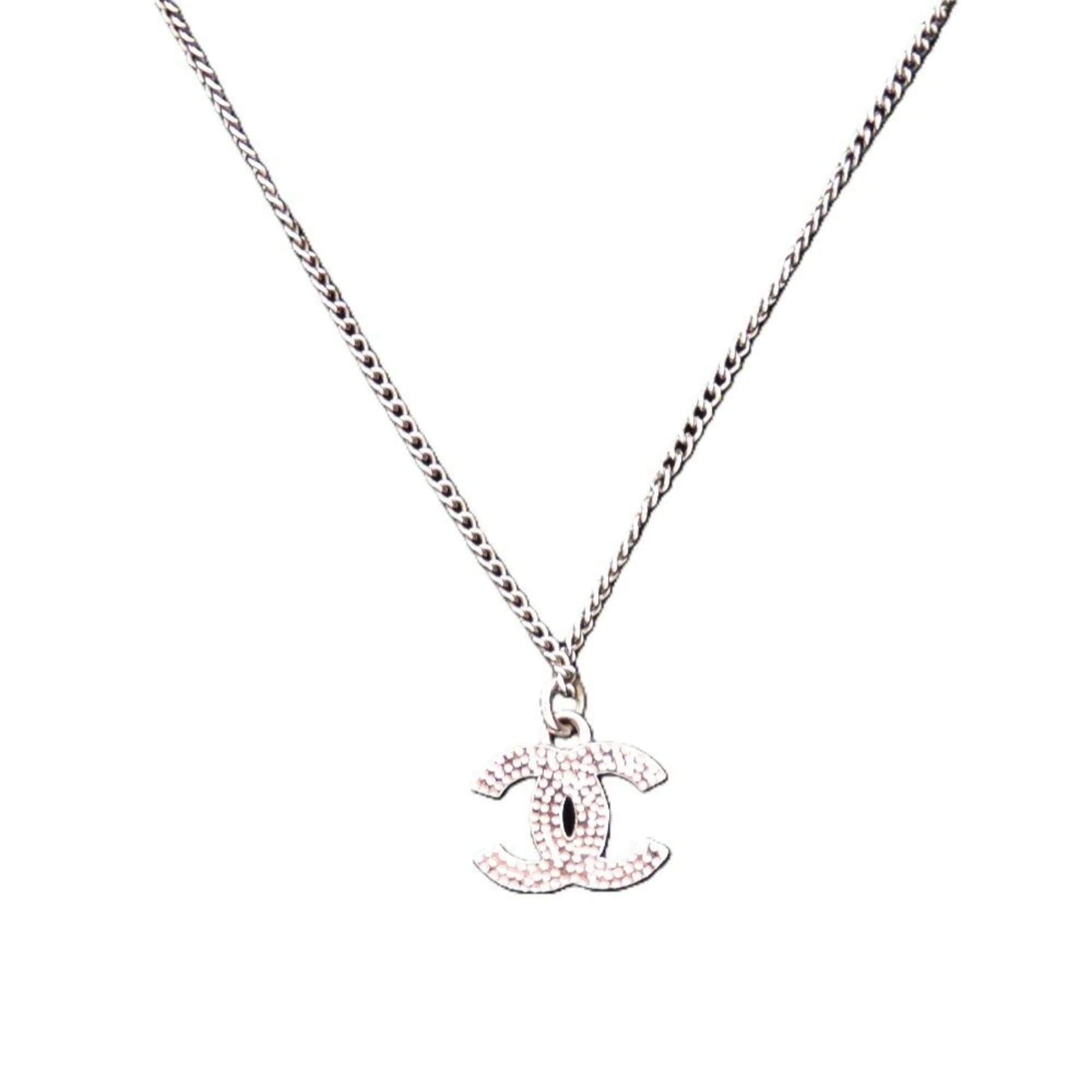 CC Logo Pendant Necklace Silver-Tone Metal - Image 3