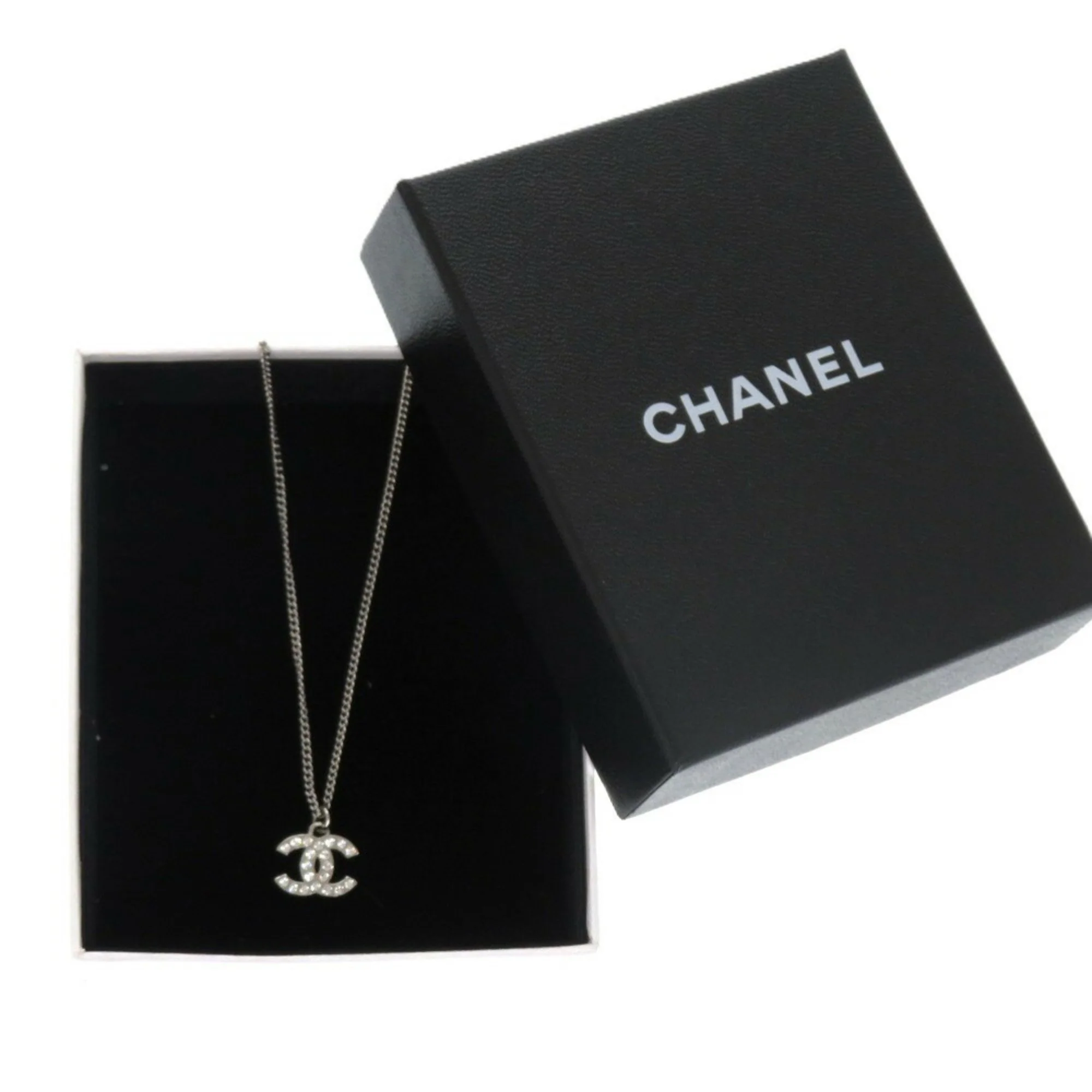 CC Logo Pendant Necklace Silver-Tone Metal - Image 4