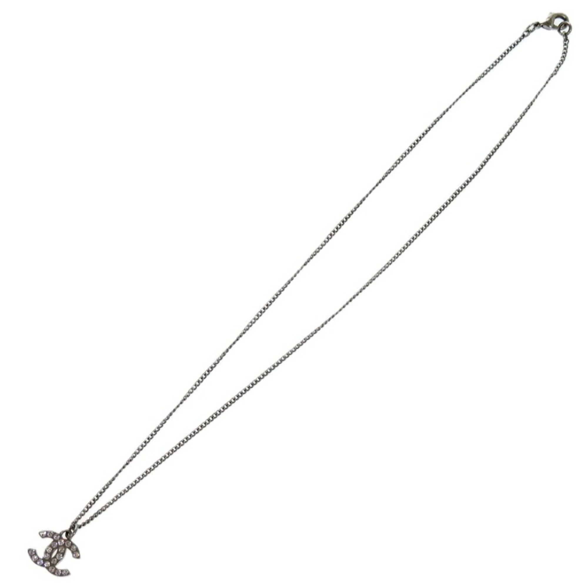 CC Logo Pendant Necklace Silver-Tone Metal - Image 5