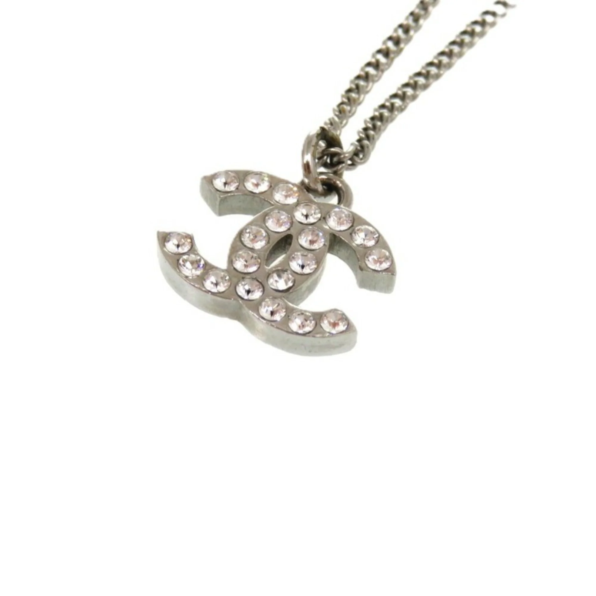 CC Logo Pendant Necklace Silver-Tone Metal - Image 6