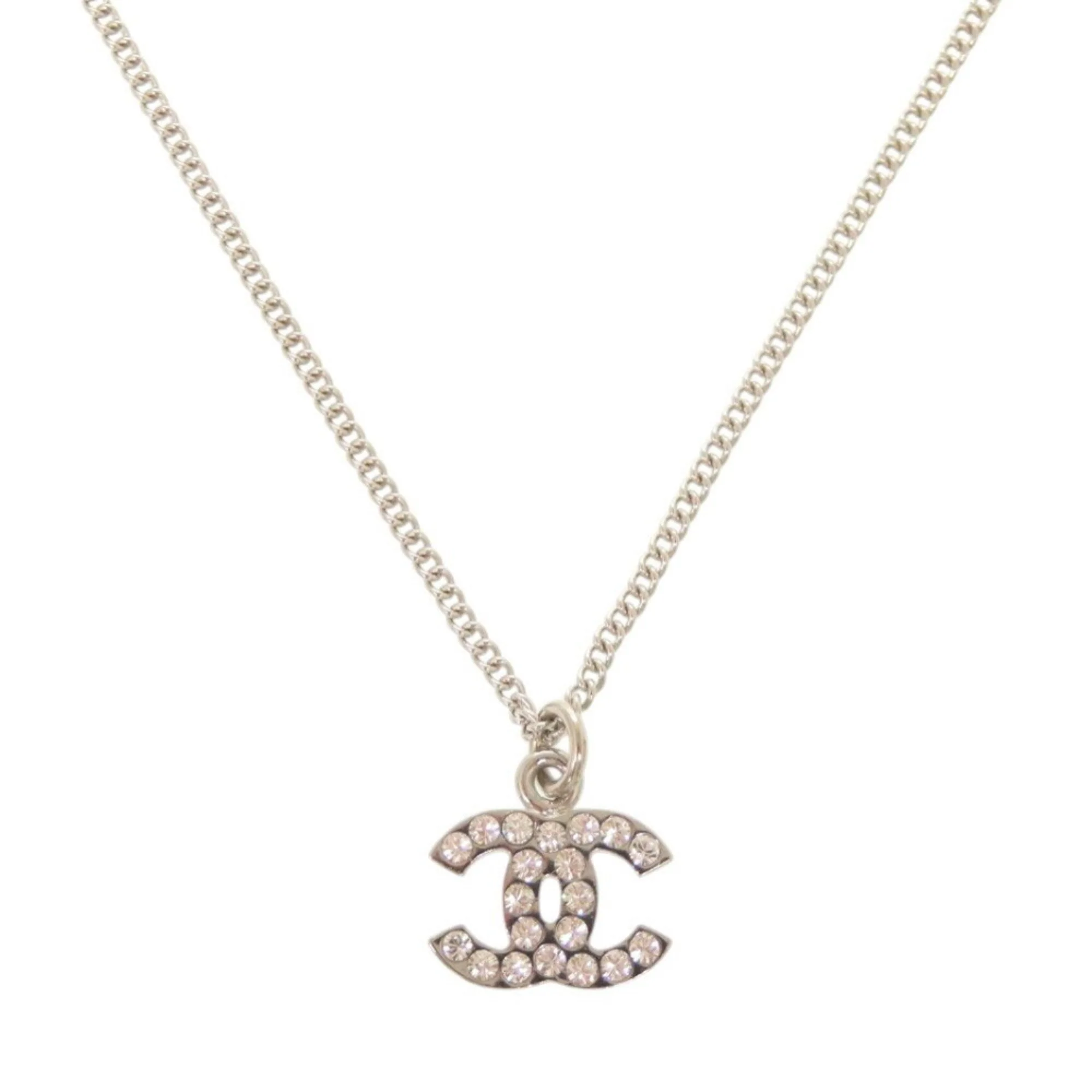 CC Logo Pendant Necklace Silver-Tone Metal