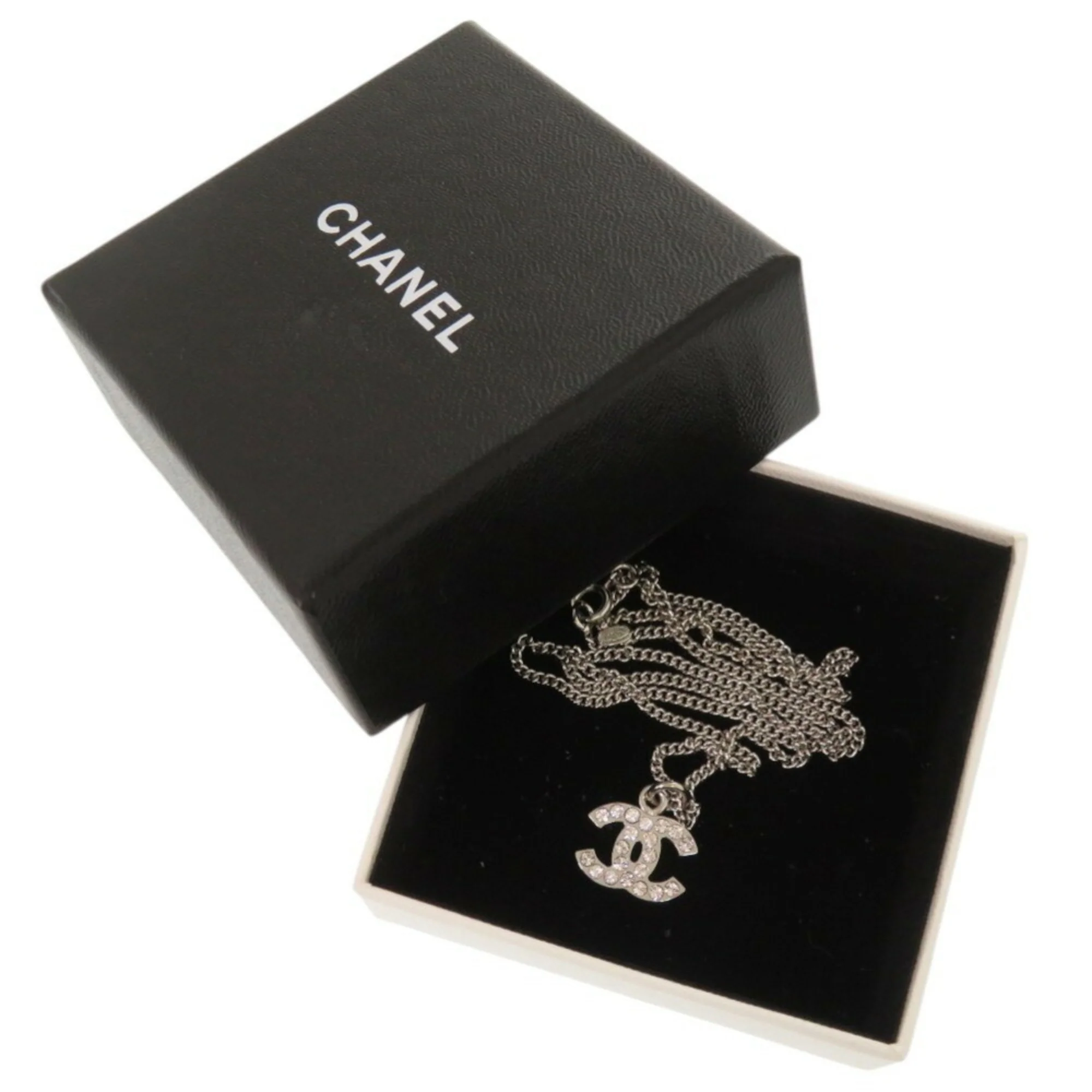 CC Logo Pendant Necklace Silver-Tone Metal - Image 3