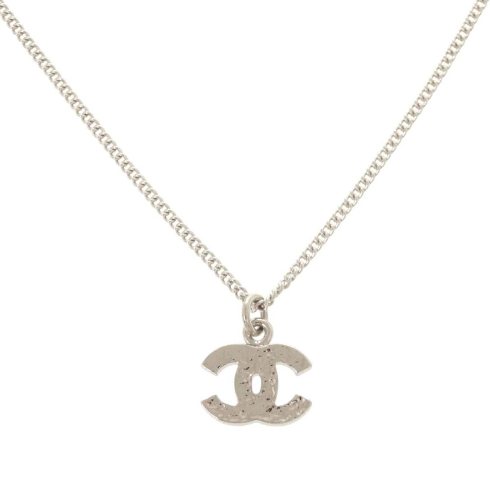 CC Logo Pendant Necklace Silver-Tone Metal - Image 4
