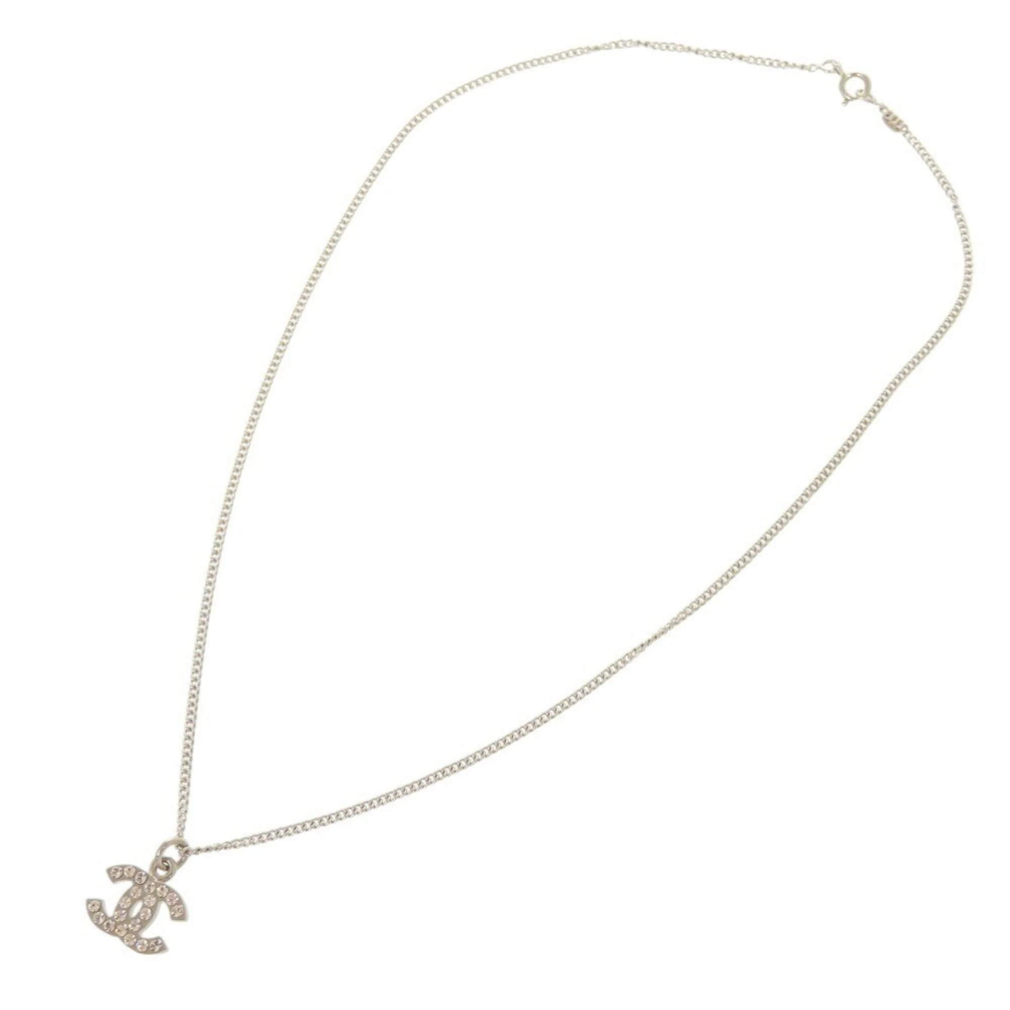 CC Logo Pendant Necklace Silver-Tone Metal - Image 5