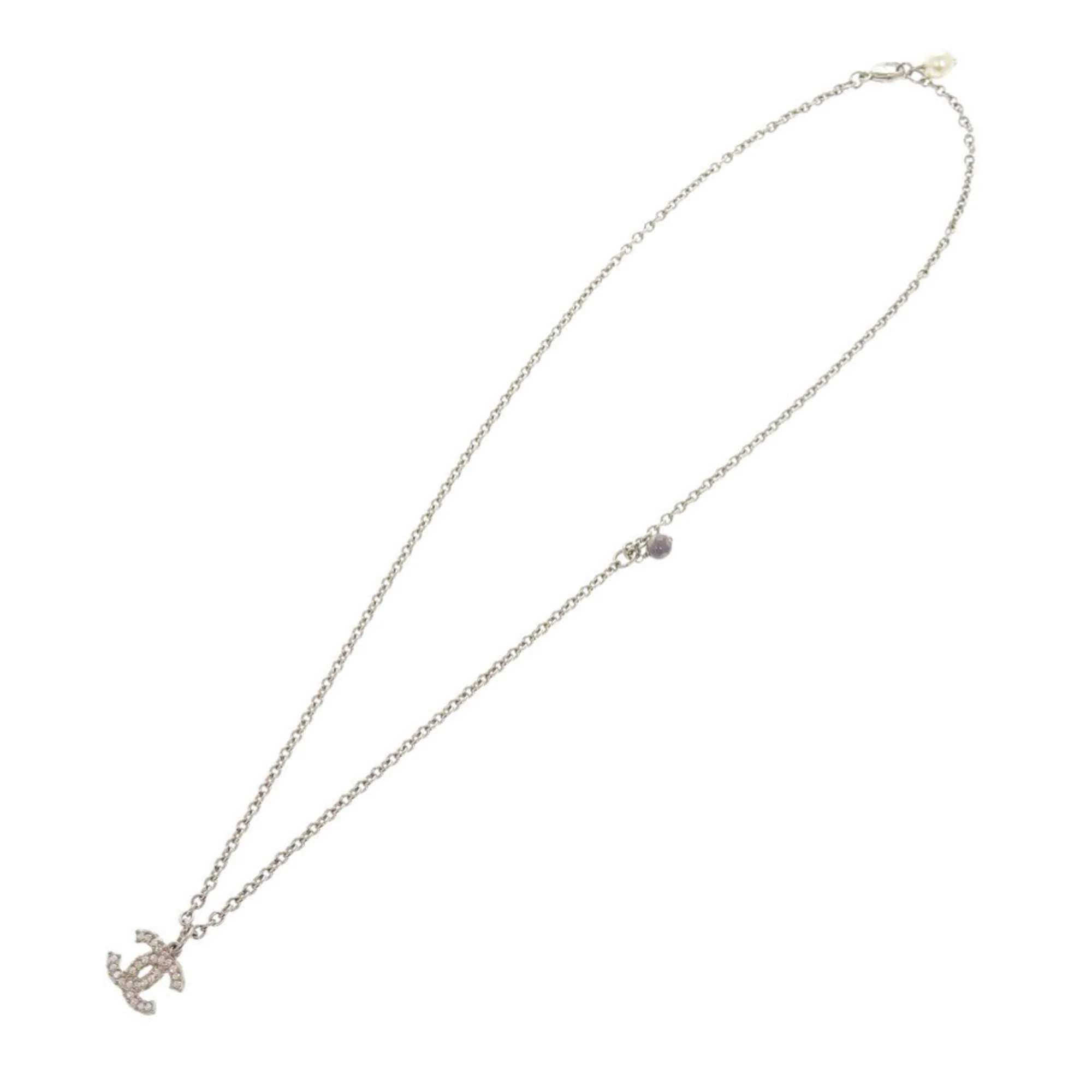 CC Logo Pendant Necklace Silver-Tone Metal - Image 3