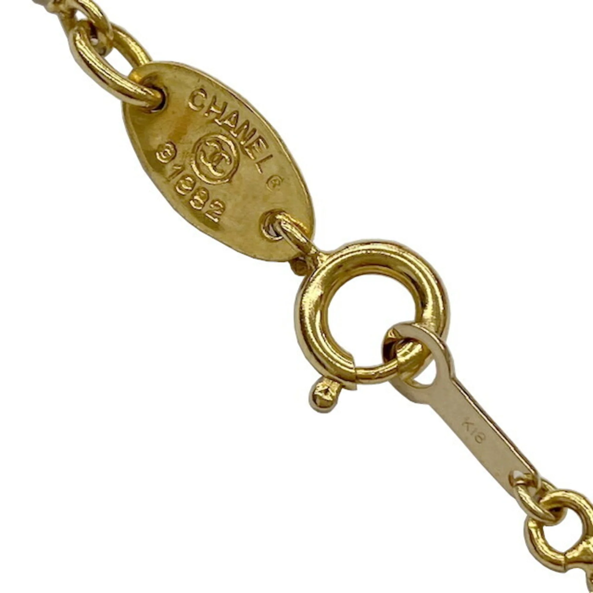 CC Logo Round Pendant Necklace Gold-Tone Metal - Image 4