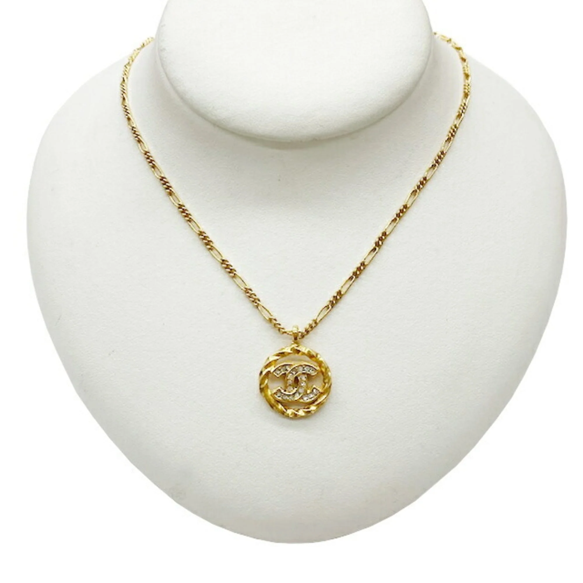 CC Logo Round Pendant Necklace Gold-Tone Metal - Image 6