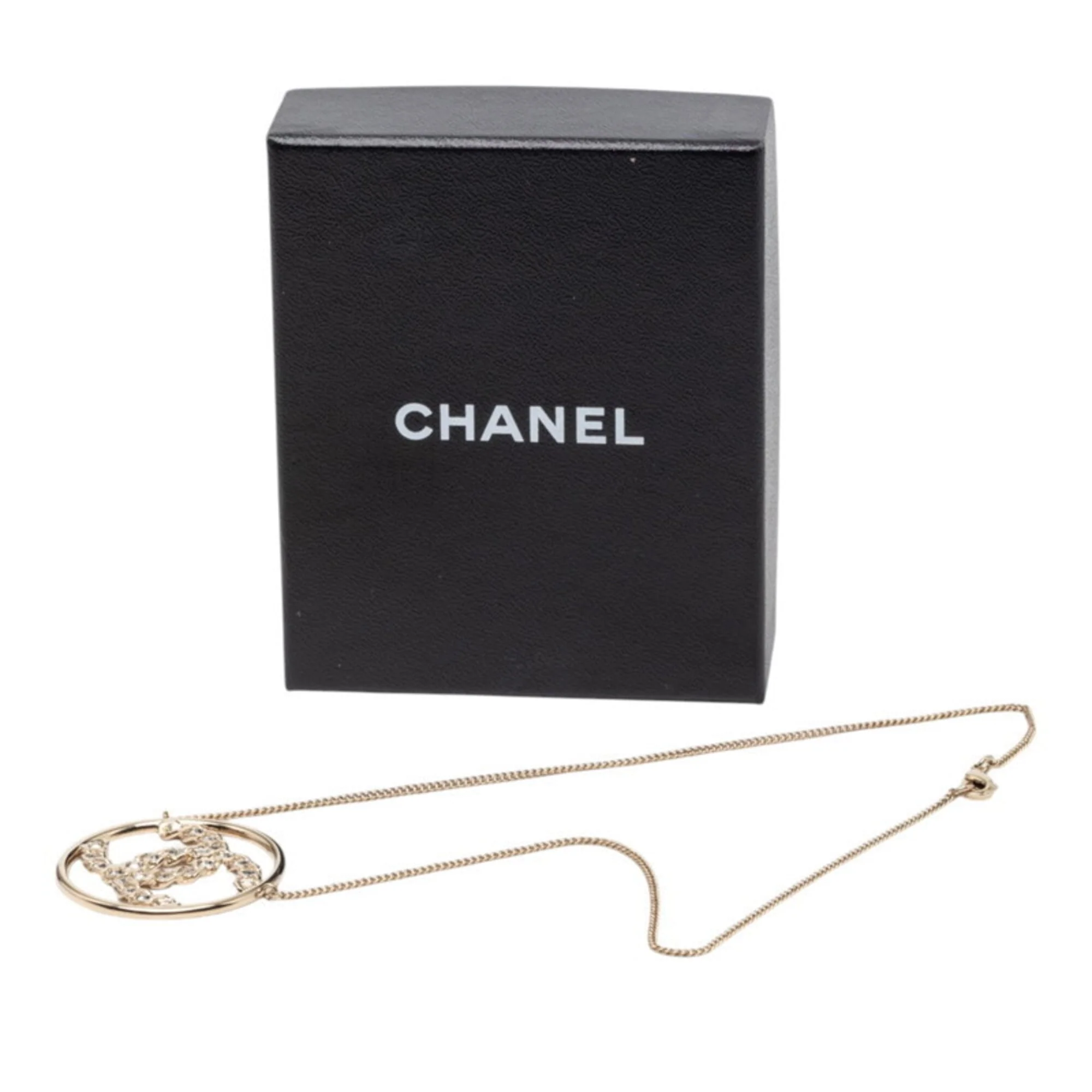 CC Logo Round Pendant Necklace Gold-Tone Metal - Image 6