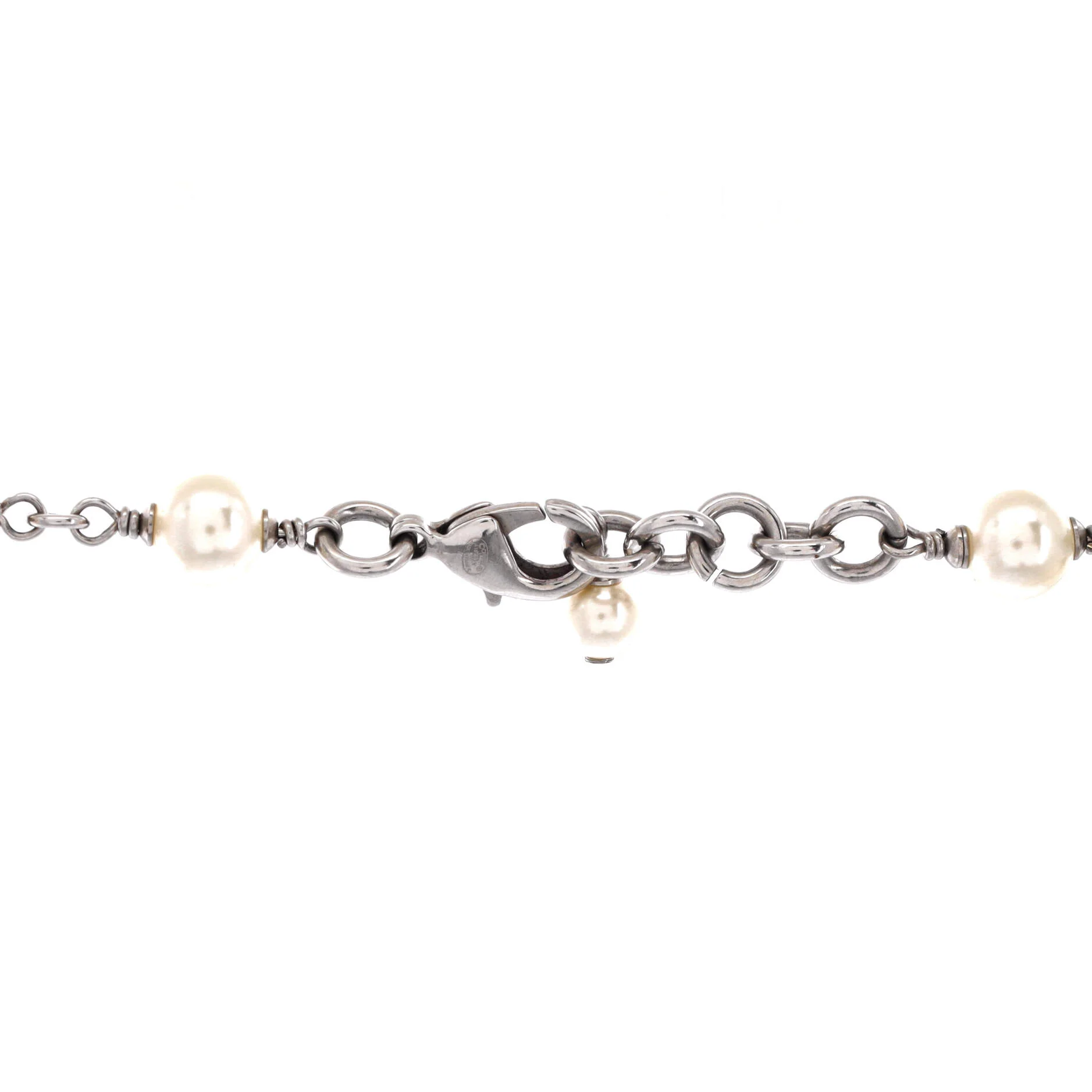 CC Station Long Necklace Metal with Faux Pearls and Crystals - Image 3