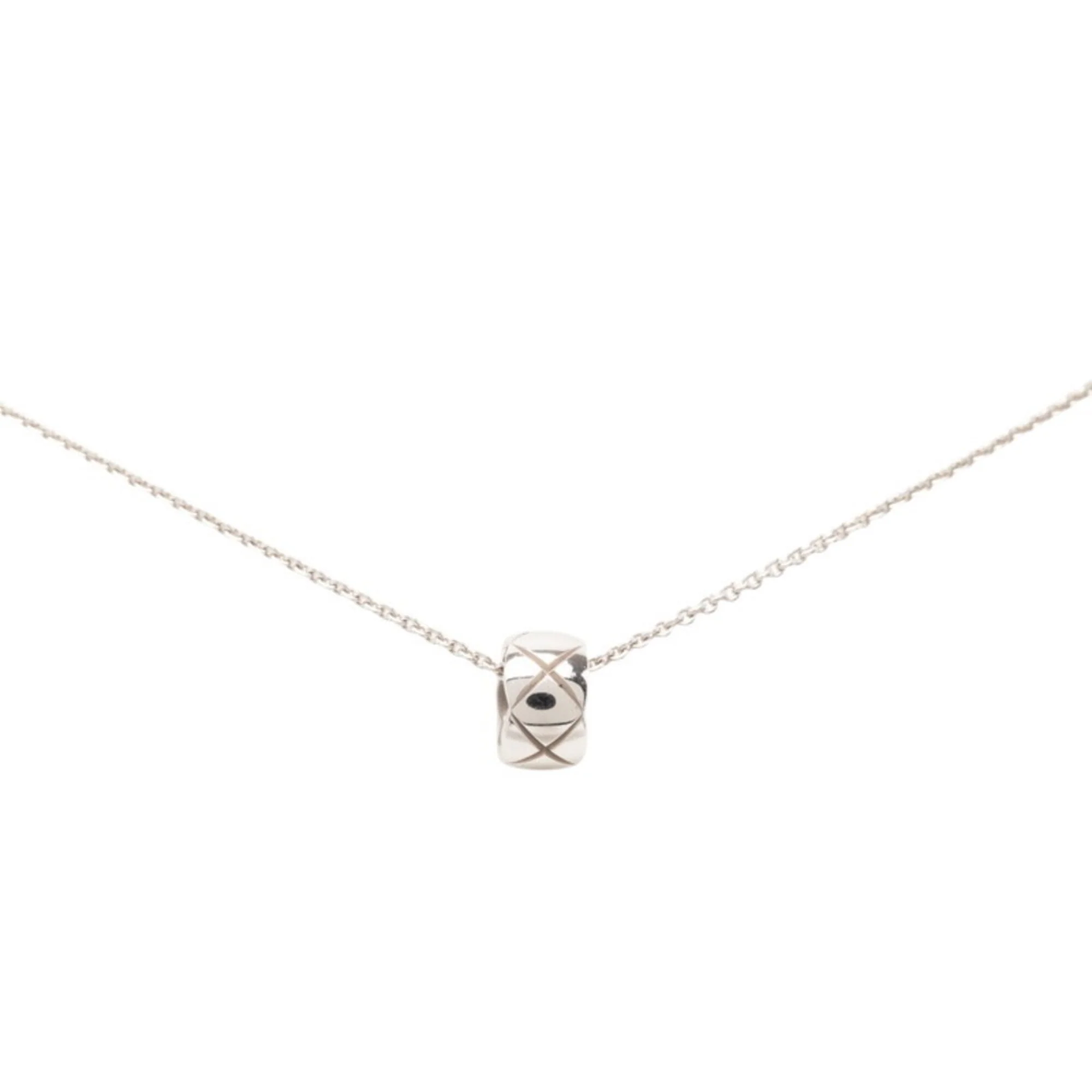 Matelasse Pendant Necklace 18K White Gold