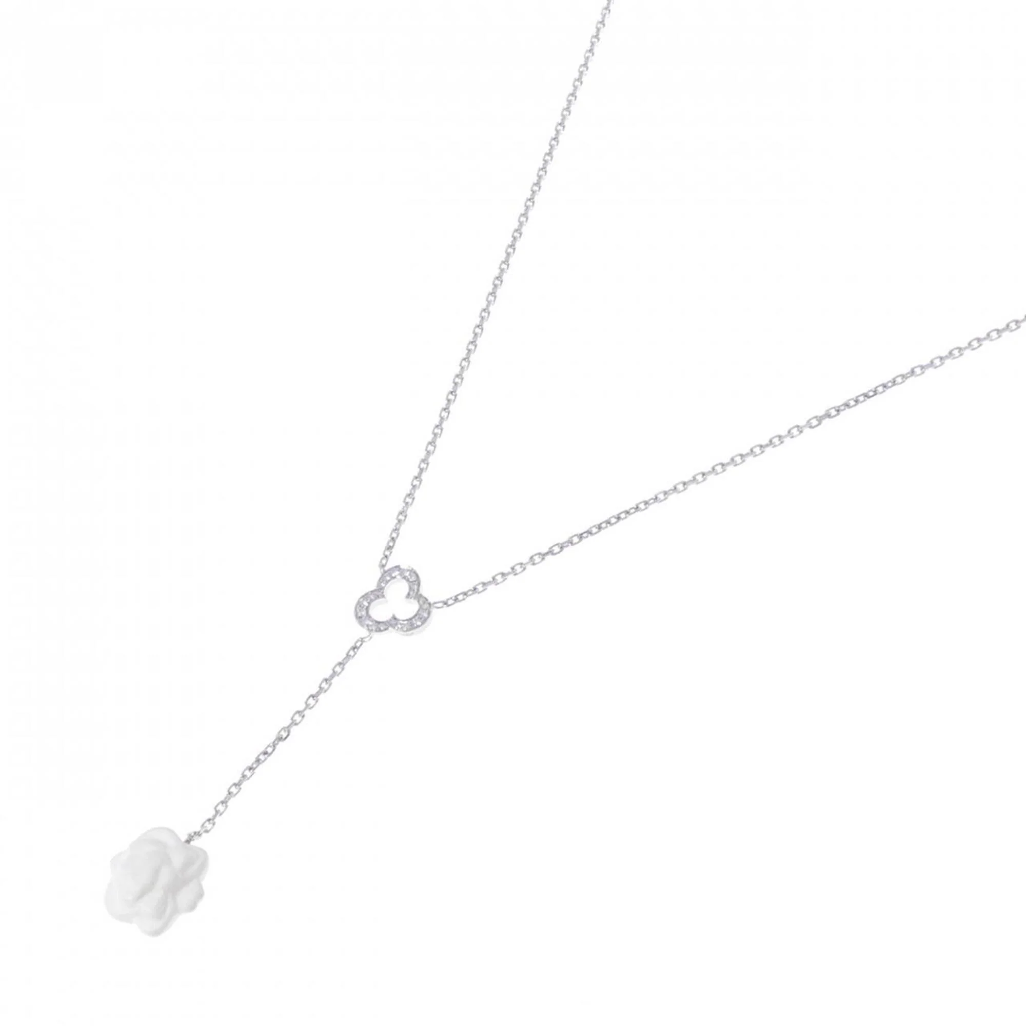 Pendant Necklace 18K White Gold with Chalcedony and Diamond - Image 2