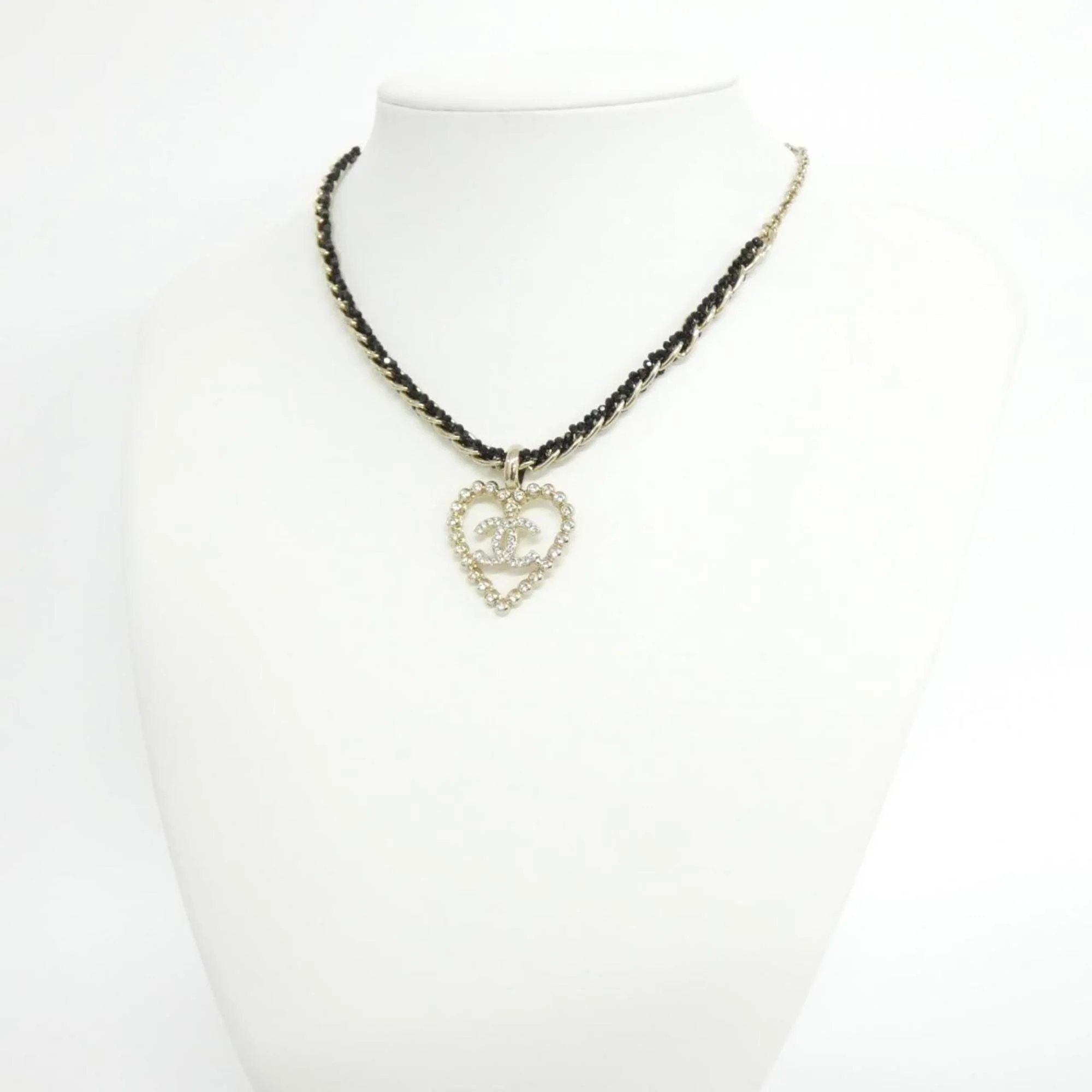 Pendant Necklace Black and Gold with Crystal - Image 6