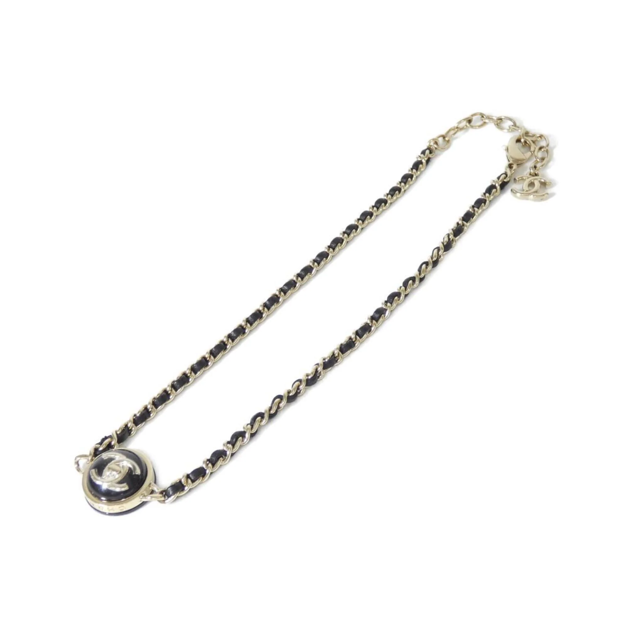 Pendant Necklace Leather Black and Gold - Image 2