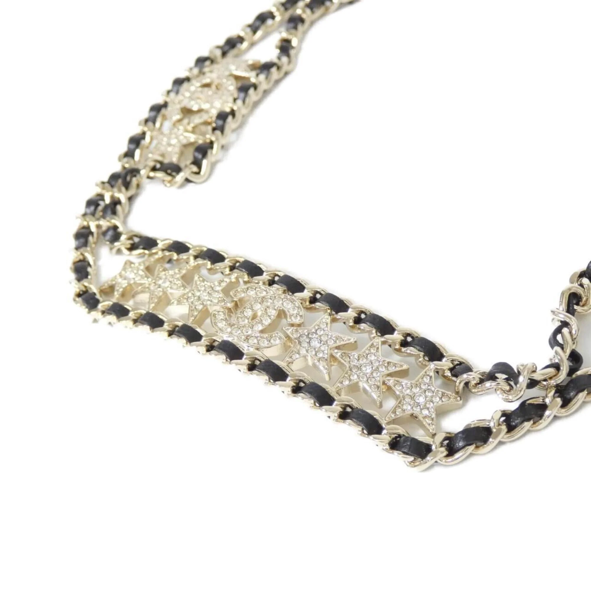 Pendant Necklace Leather Black and Gold