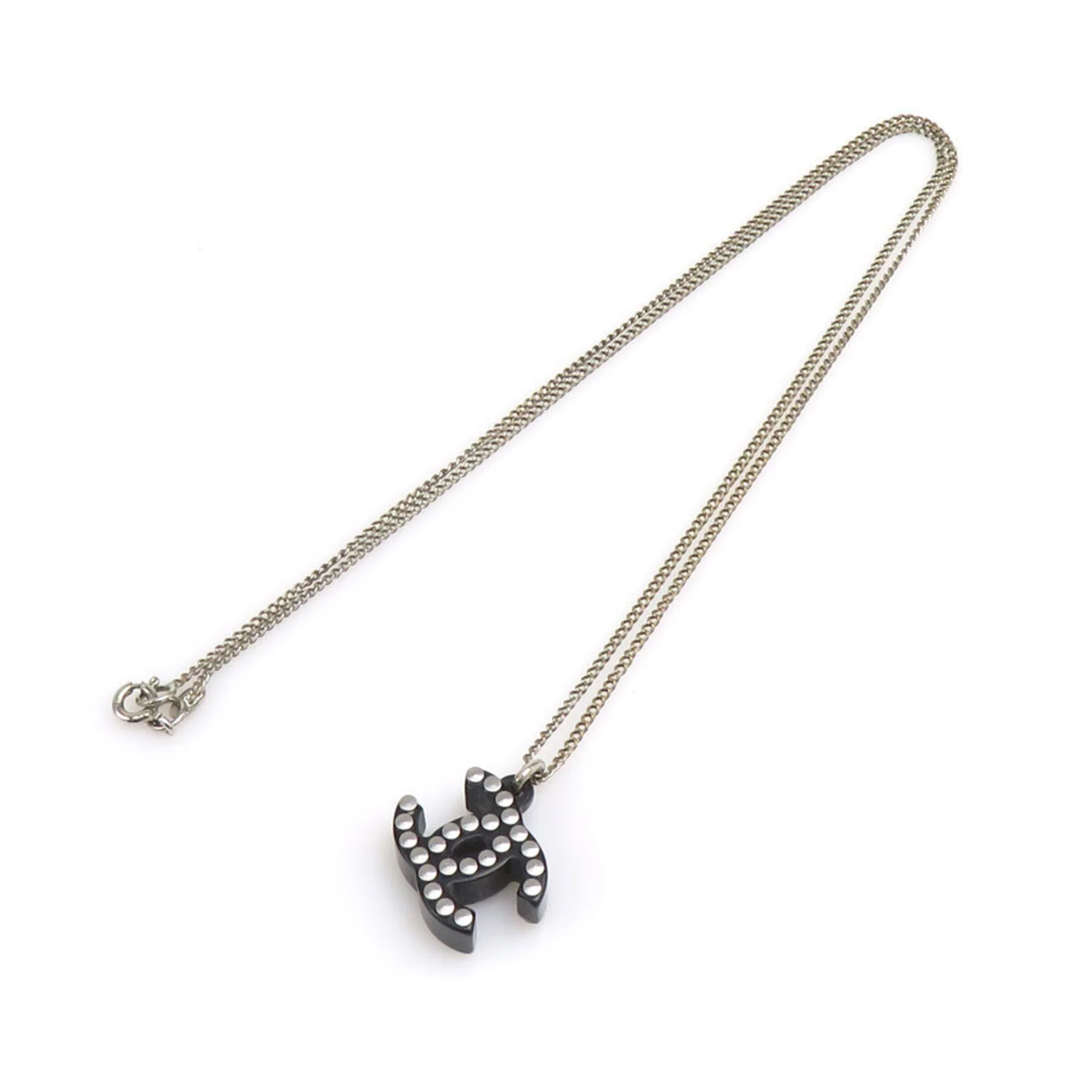 Pendant Necklace Metal and Resin Black - Image 9