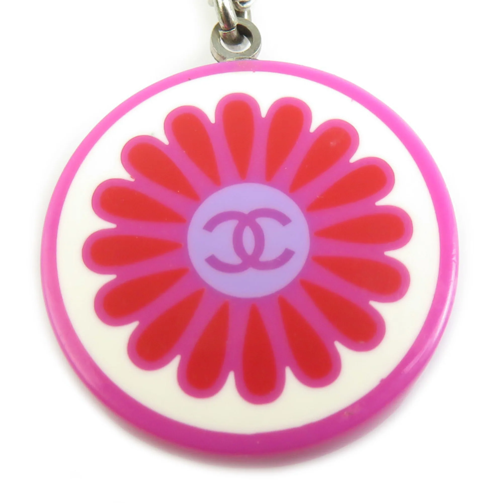 Pendant Necklace Metal and Resin Pink - Image 3
