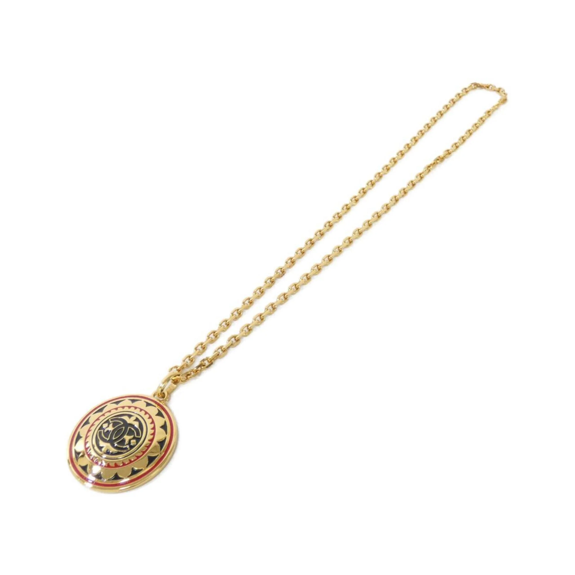 Pendant Necklace Metal Black Red and Gold - Image 2
