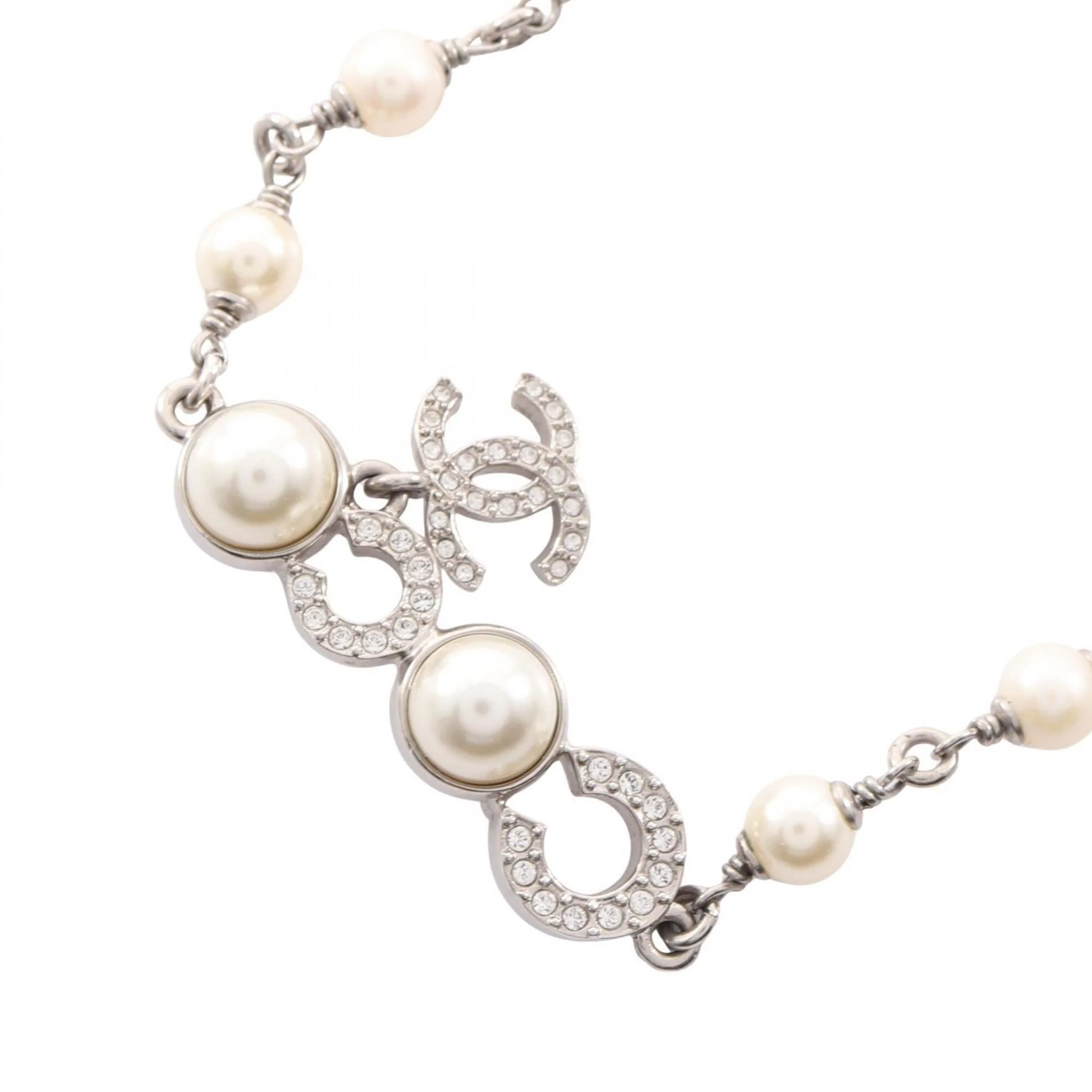 Pendant Necklace Stainless Steel and Artificial Pearl and Rhinestone