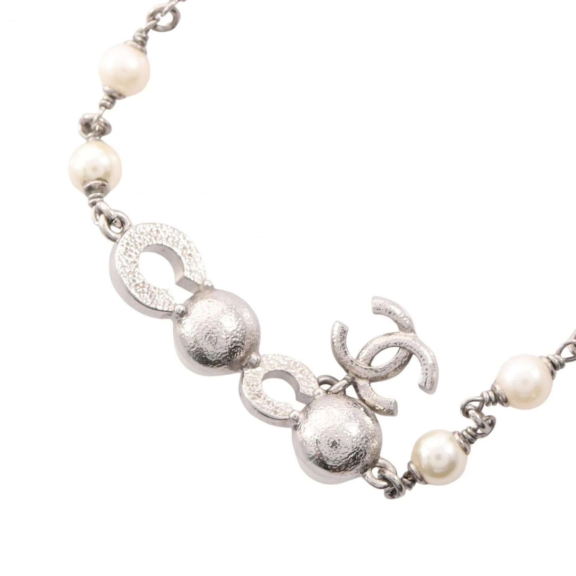 Pendant Necklace Stainless Steel and Artificial Pearl and Rhinestone - Image 2
