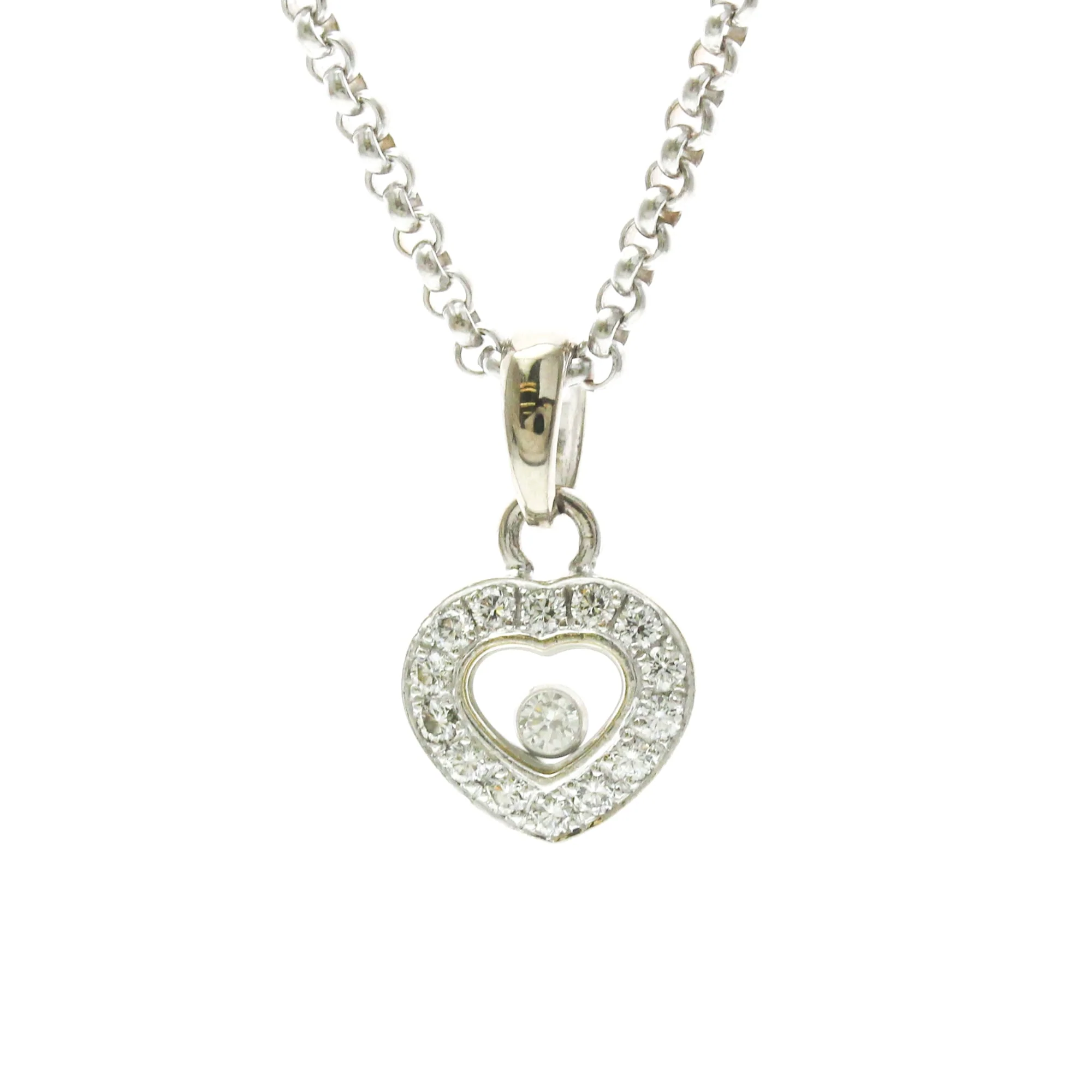 Happy Diamonds Pendant Necklace 18K White Gold with Diamond