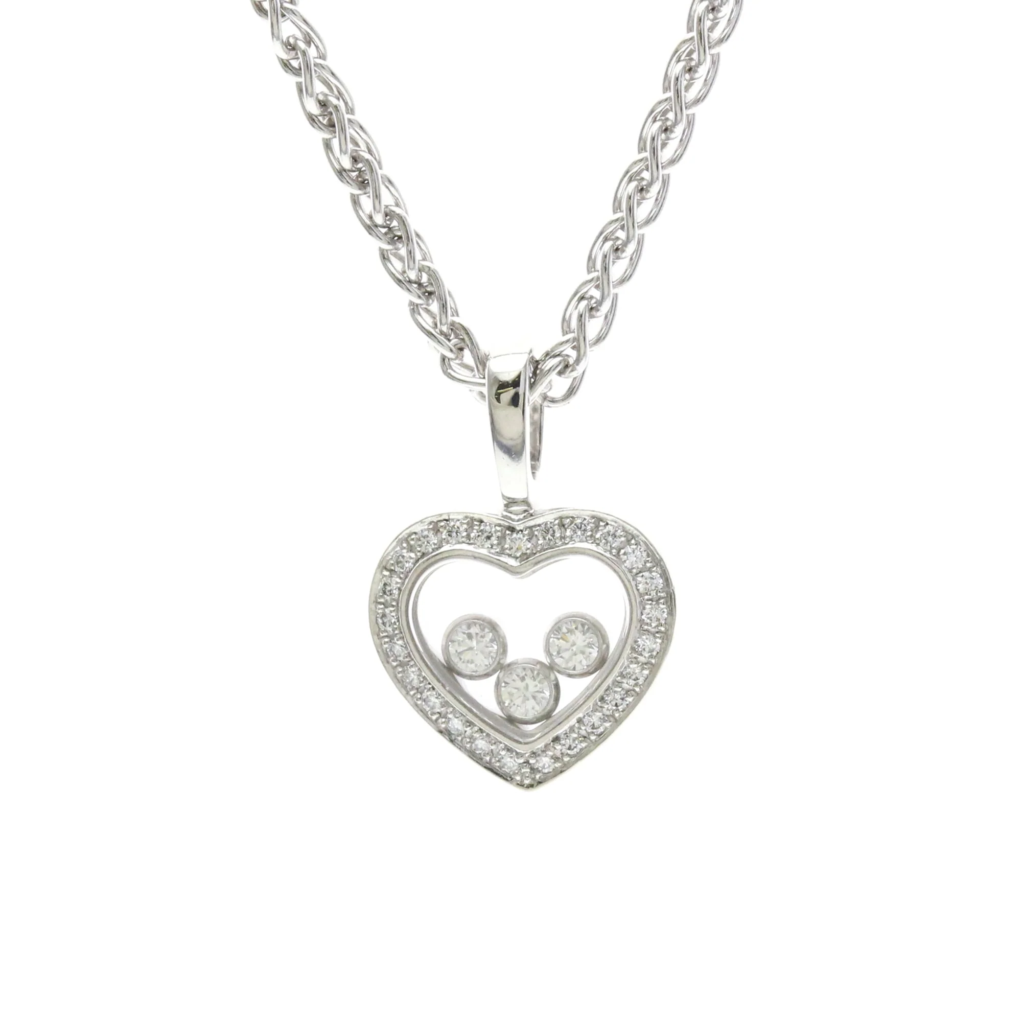 Happy Pendant Necklace 18K White Gold with Diamond