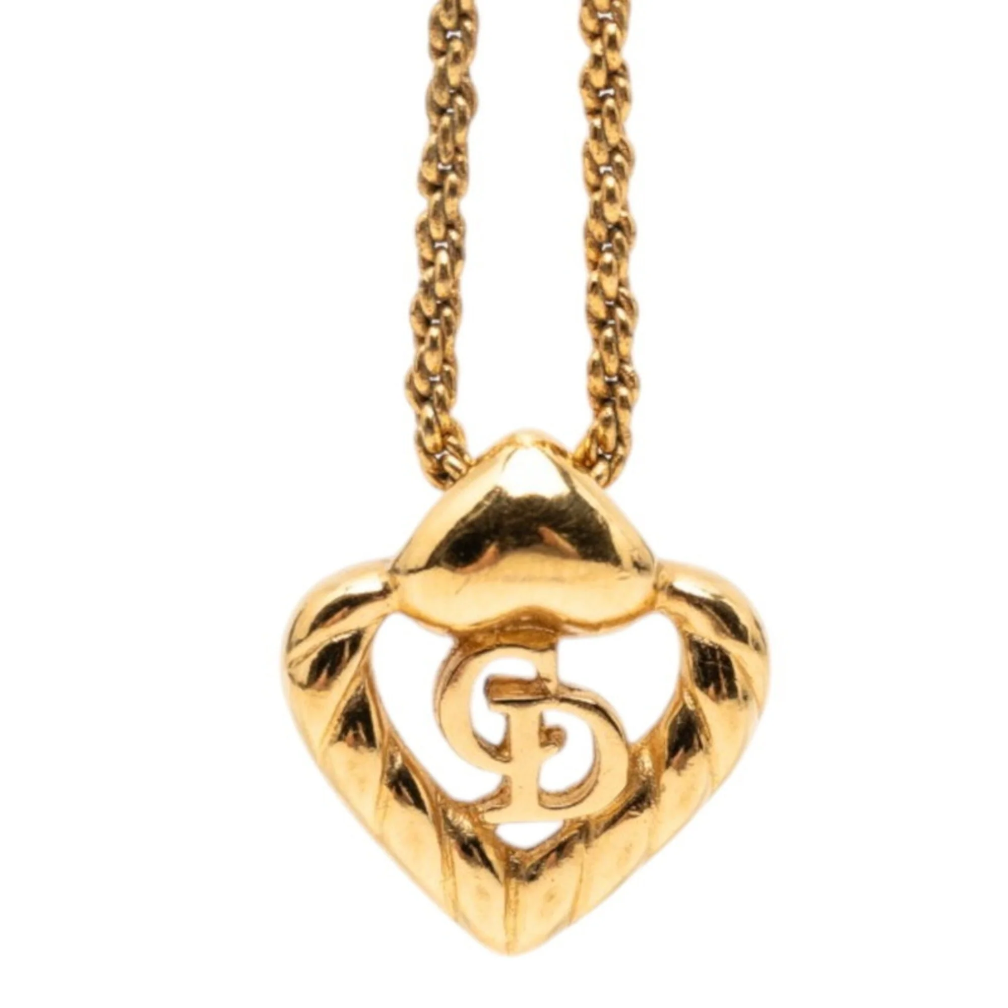 CD Heart Motif Pendant Necklace Gold Plated