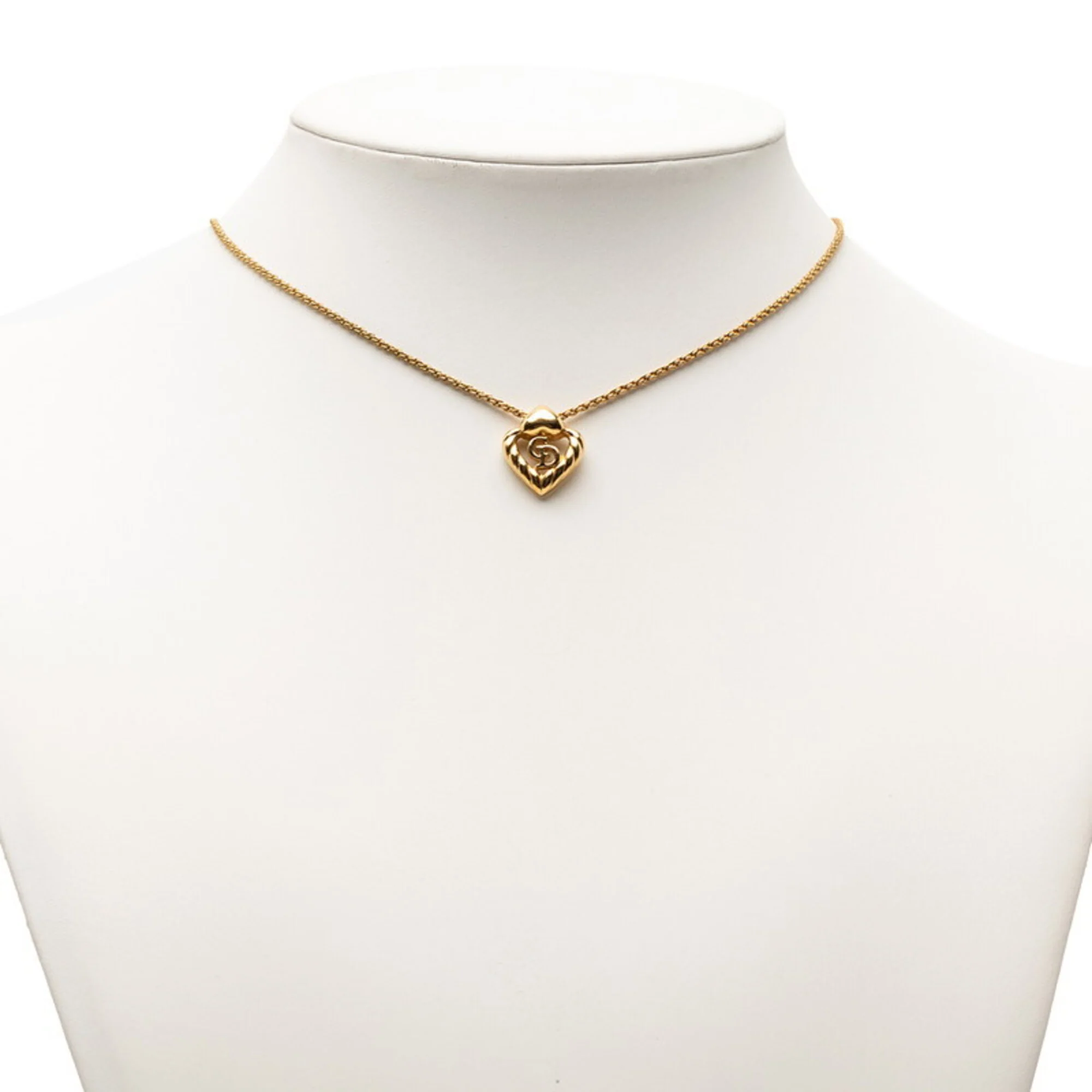 CD Heart Motif Pendant Necklace Gold Plated - Image 6