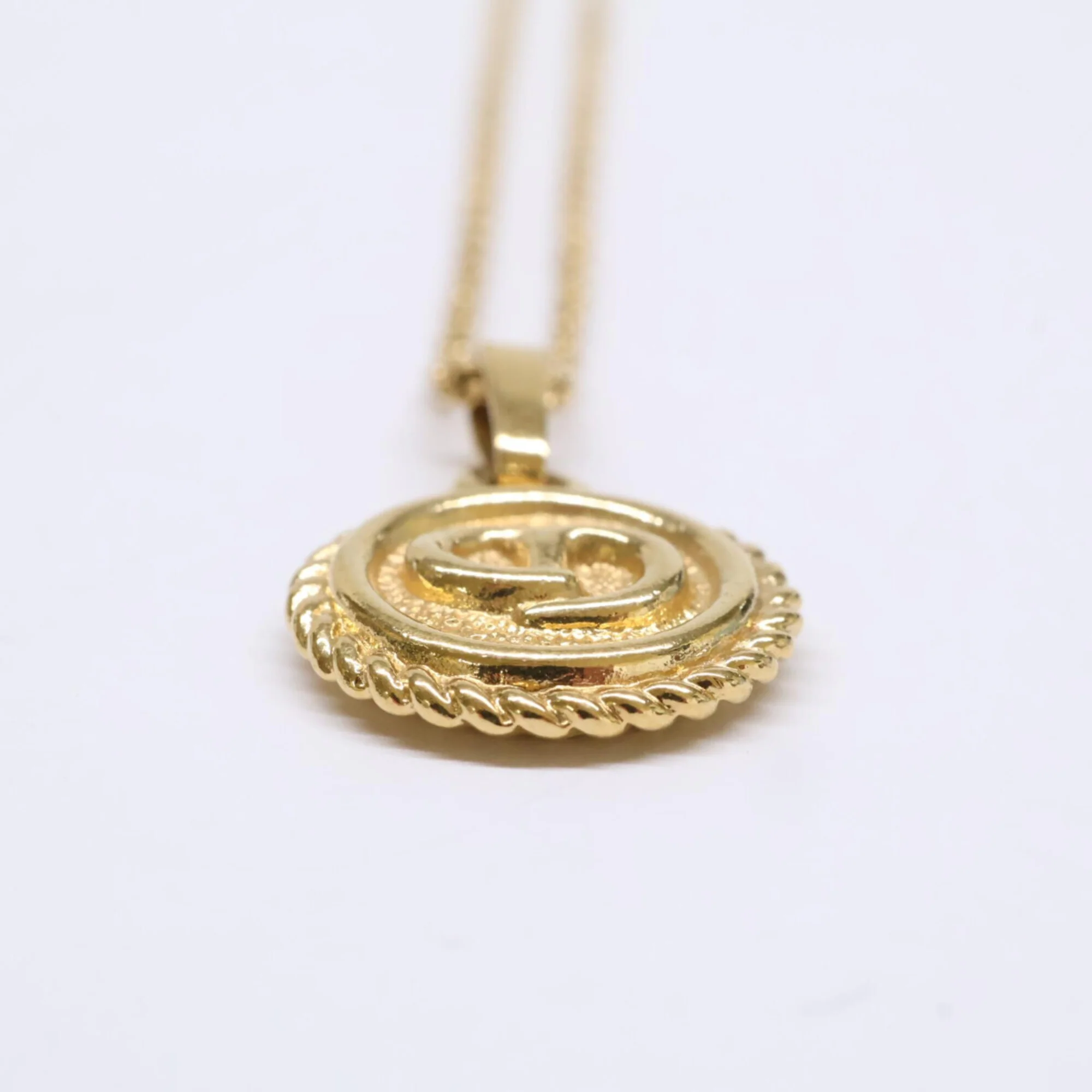 CD Pendant Necklace Gold Metal - Image 4
