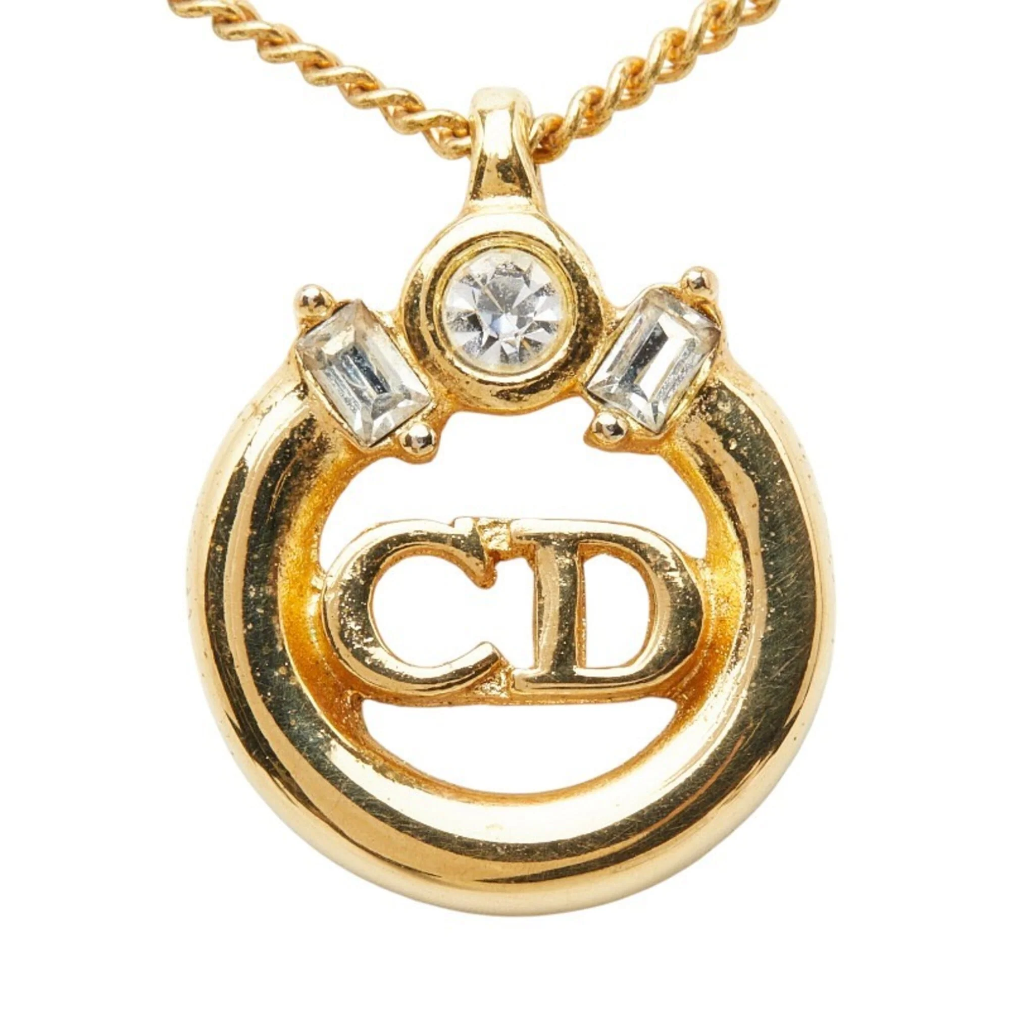 CD Pendant Necklace Gold Plated with Rhinestone - Image 2