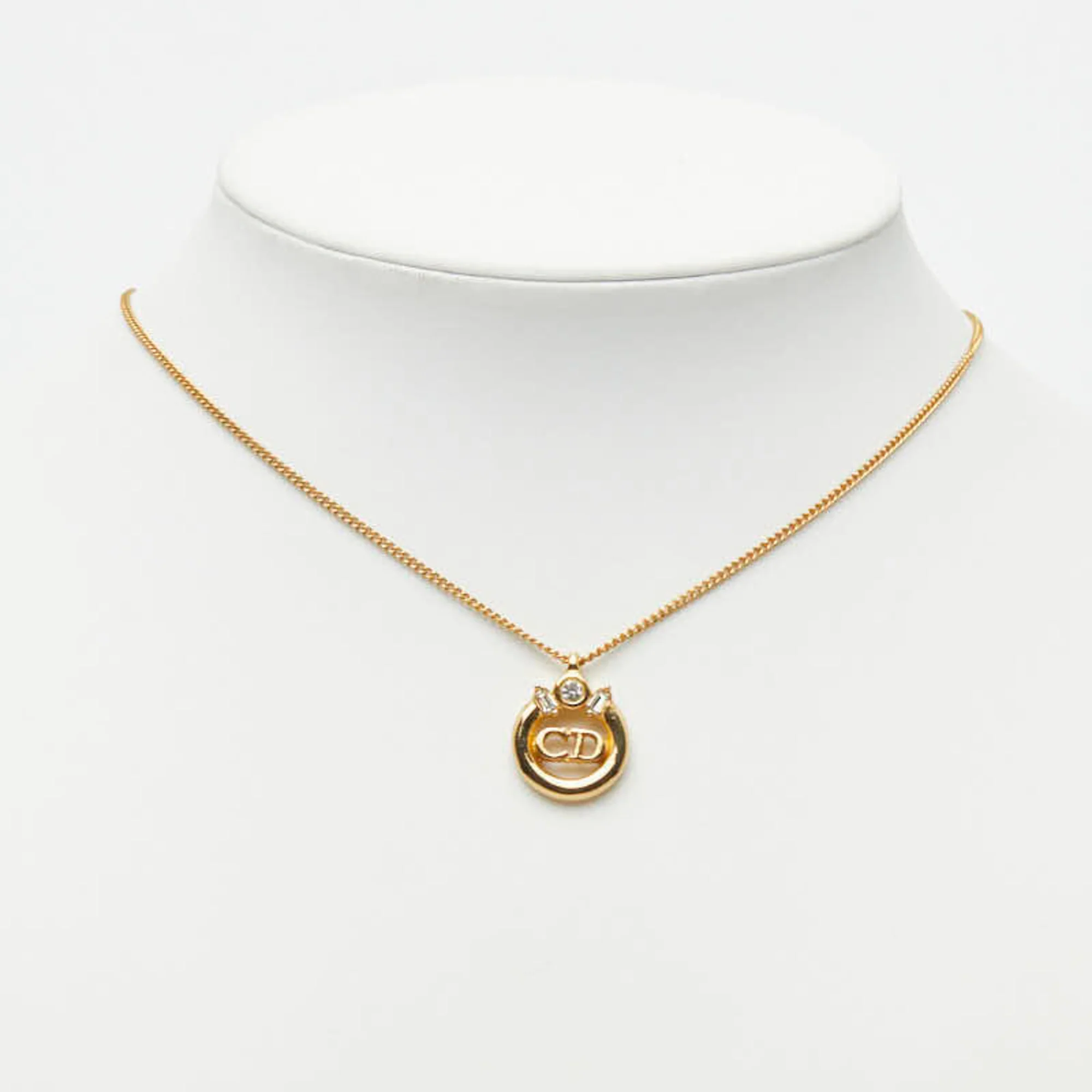 CD Pendant Necklace Gold Plated with Rhinestone - Image 7