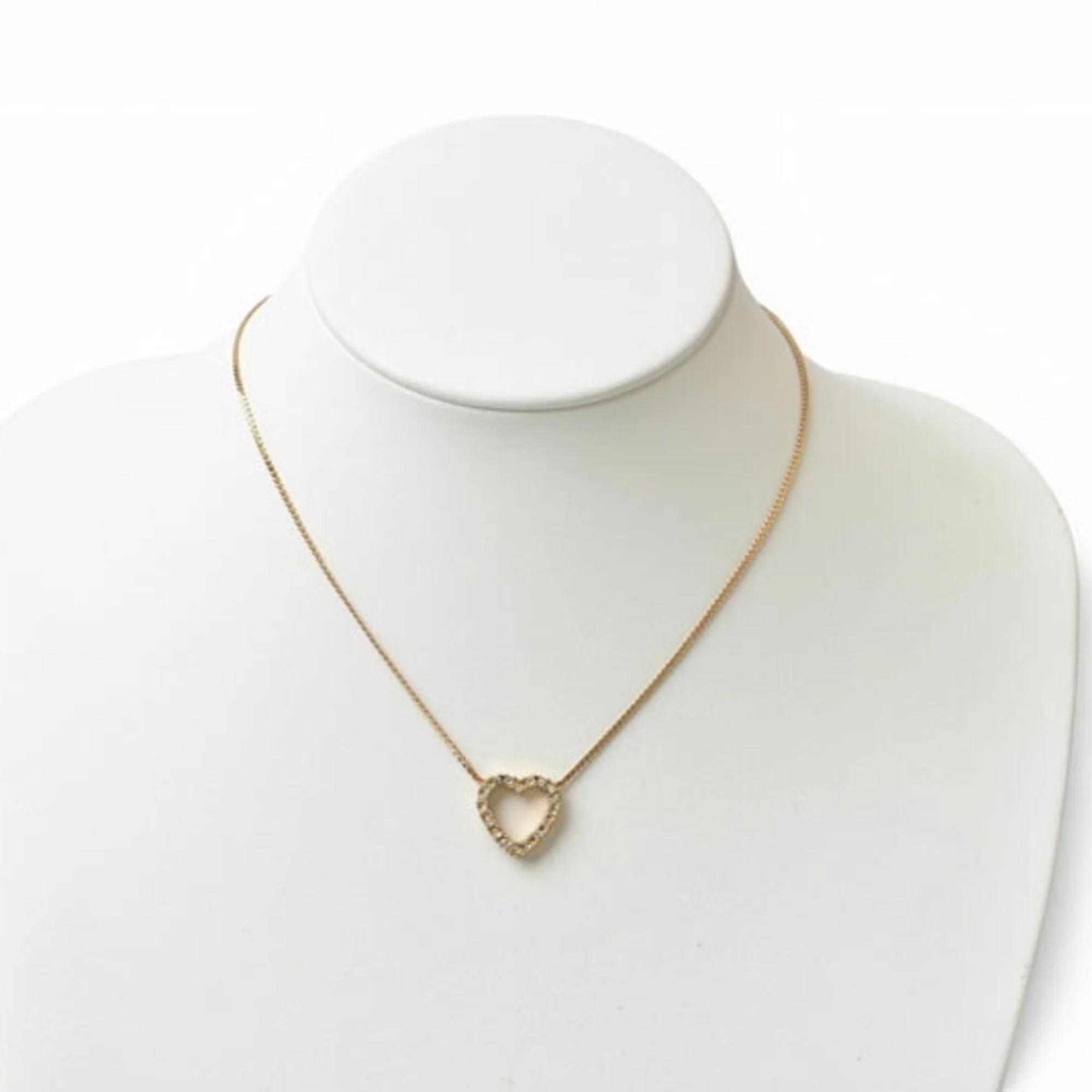 Heart Pendant Necklace Gold and Rhinestone - Image 3