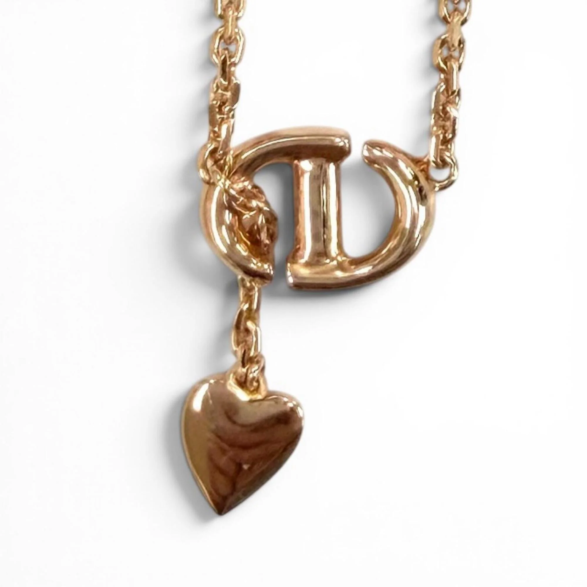 Heart Pendant Necklace Pink Gold with Rhinestone - Image 3