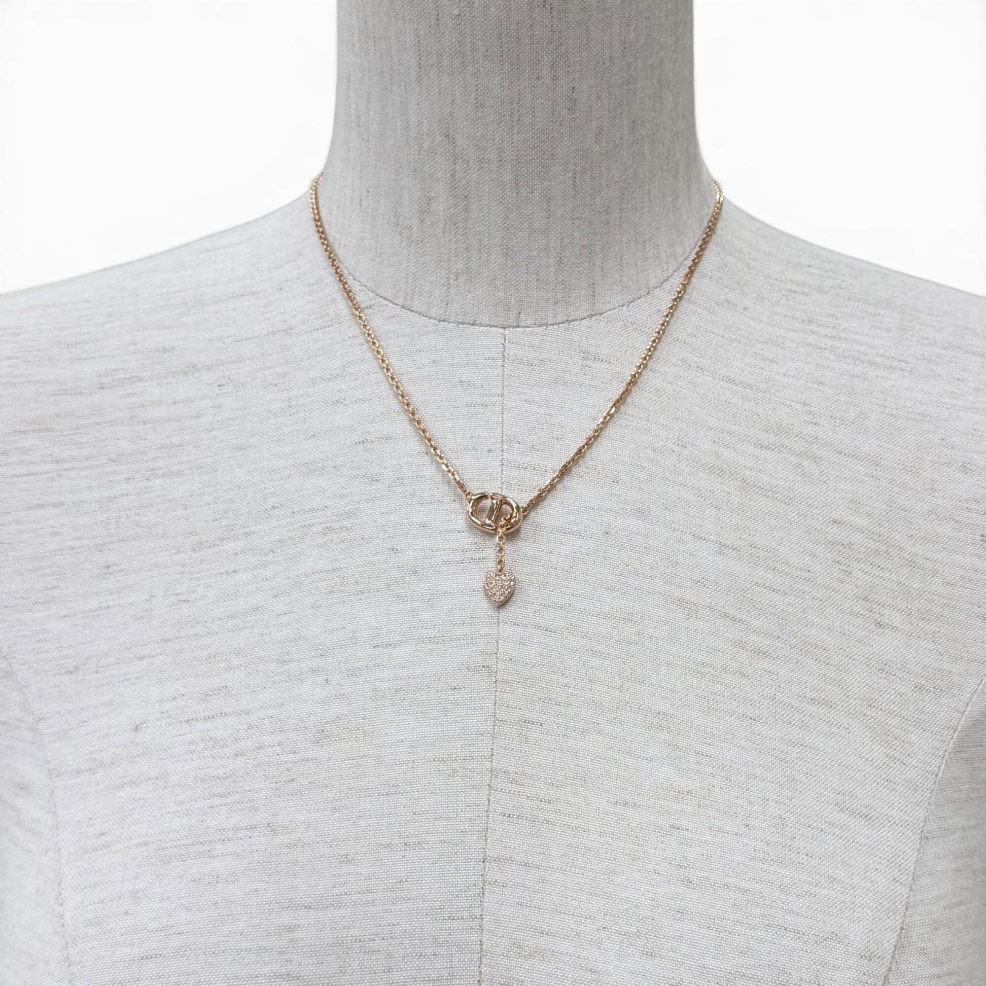 Heart Pendant Necklace Pink Gold with Rhinestone - Image 4