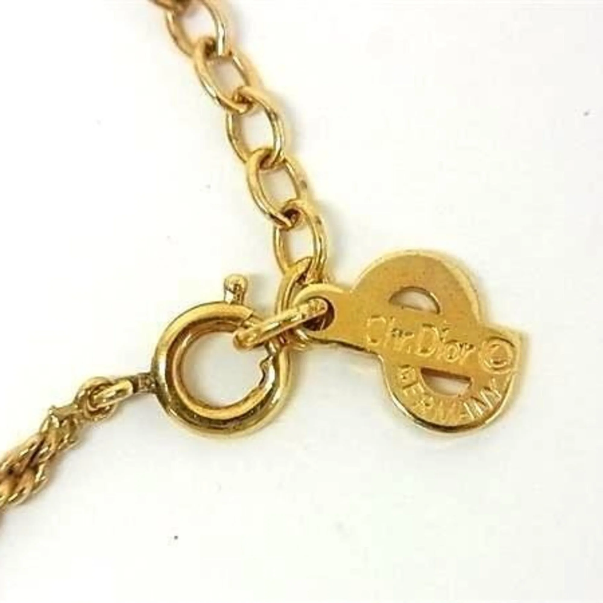 Pendant Necklace Gold and Green Metal with Colored Gemstones - Image 3