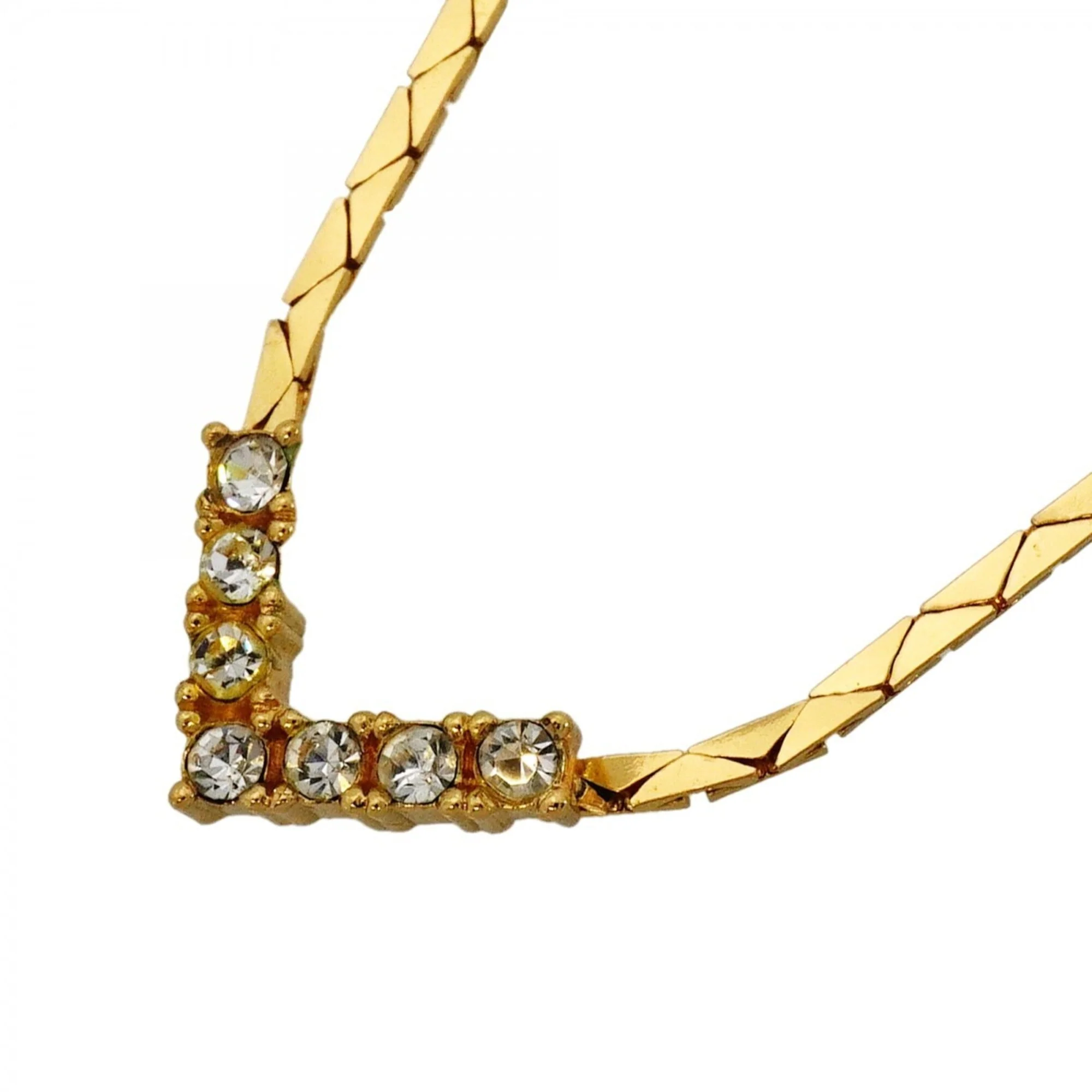 Pendant Necklace Gold and Rhinestone