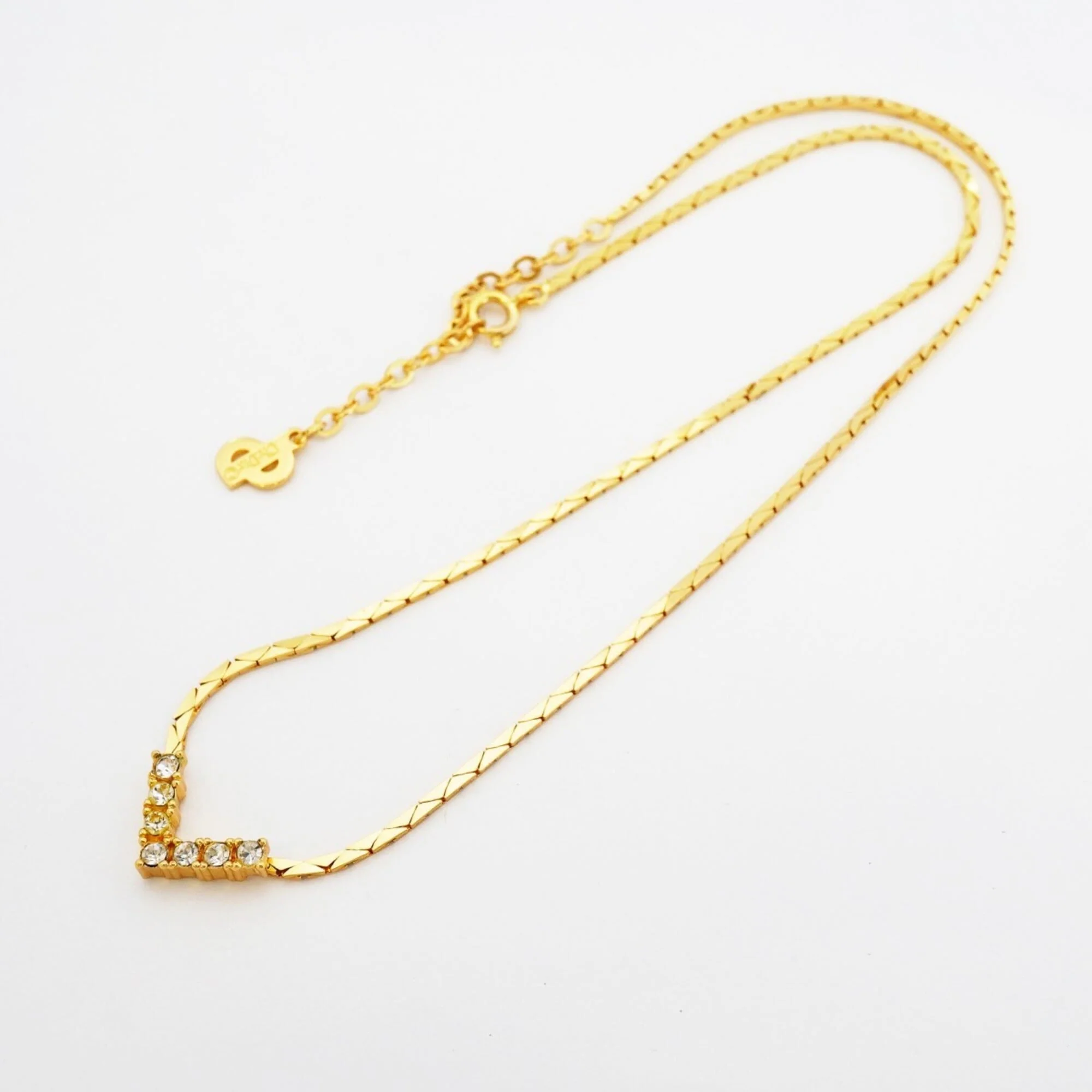 Pendant Necklace Gold and Rhinestone - Image 3