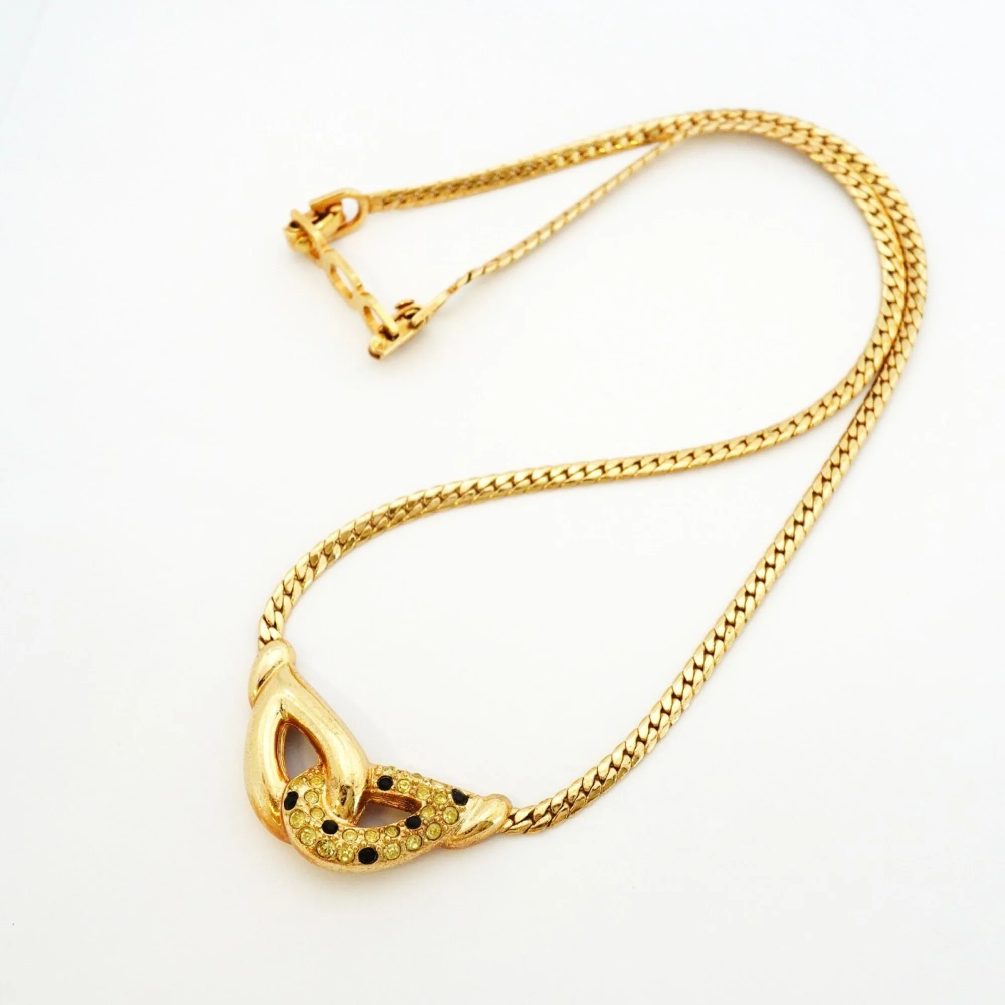 Pendant Necklace Gold and Rhinestone - Image 3