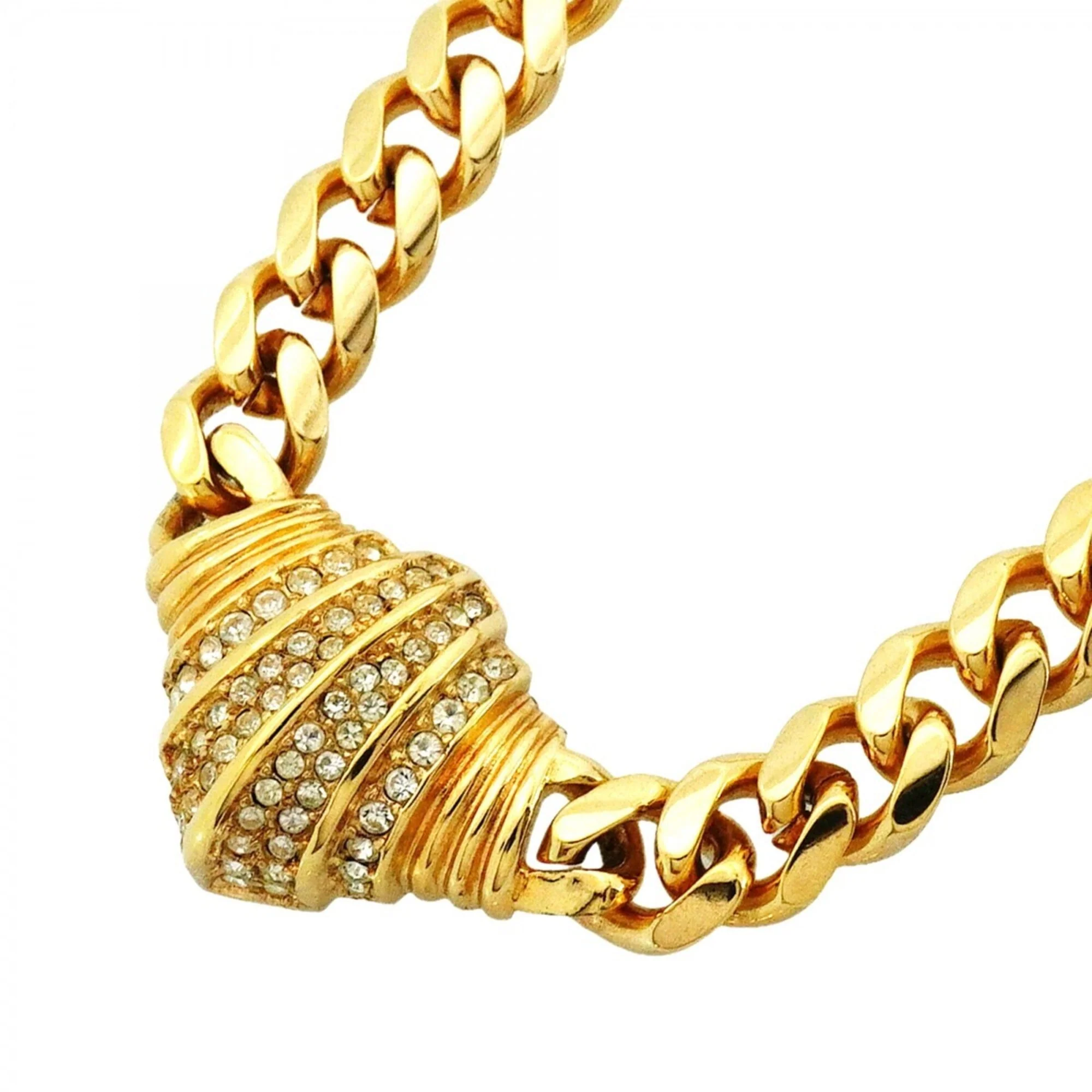 Pendant Necklace Gold and Rhinestone