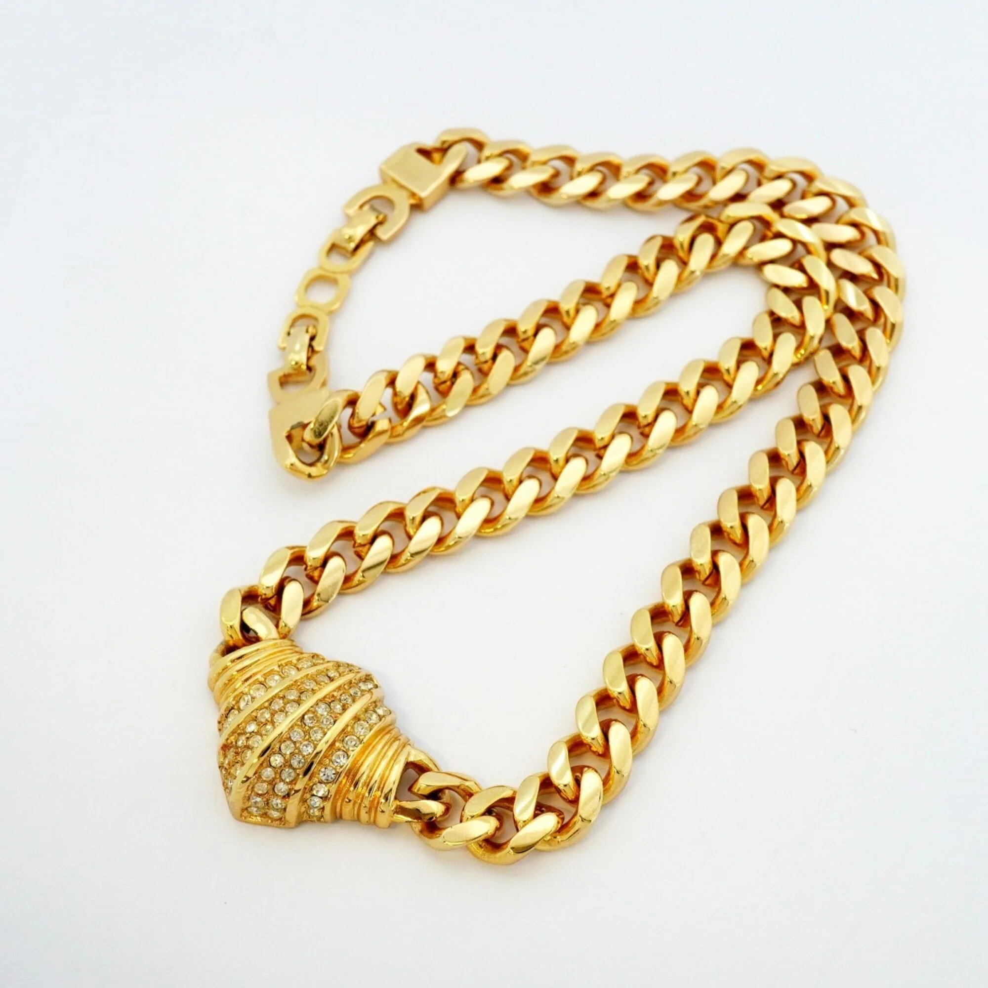 Pendant Necklace Gold and Rhinestone - Image 3