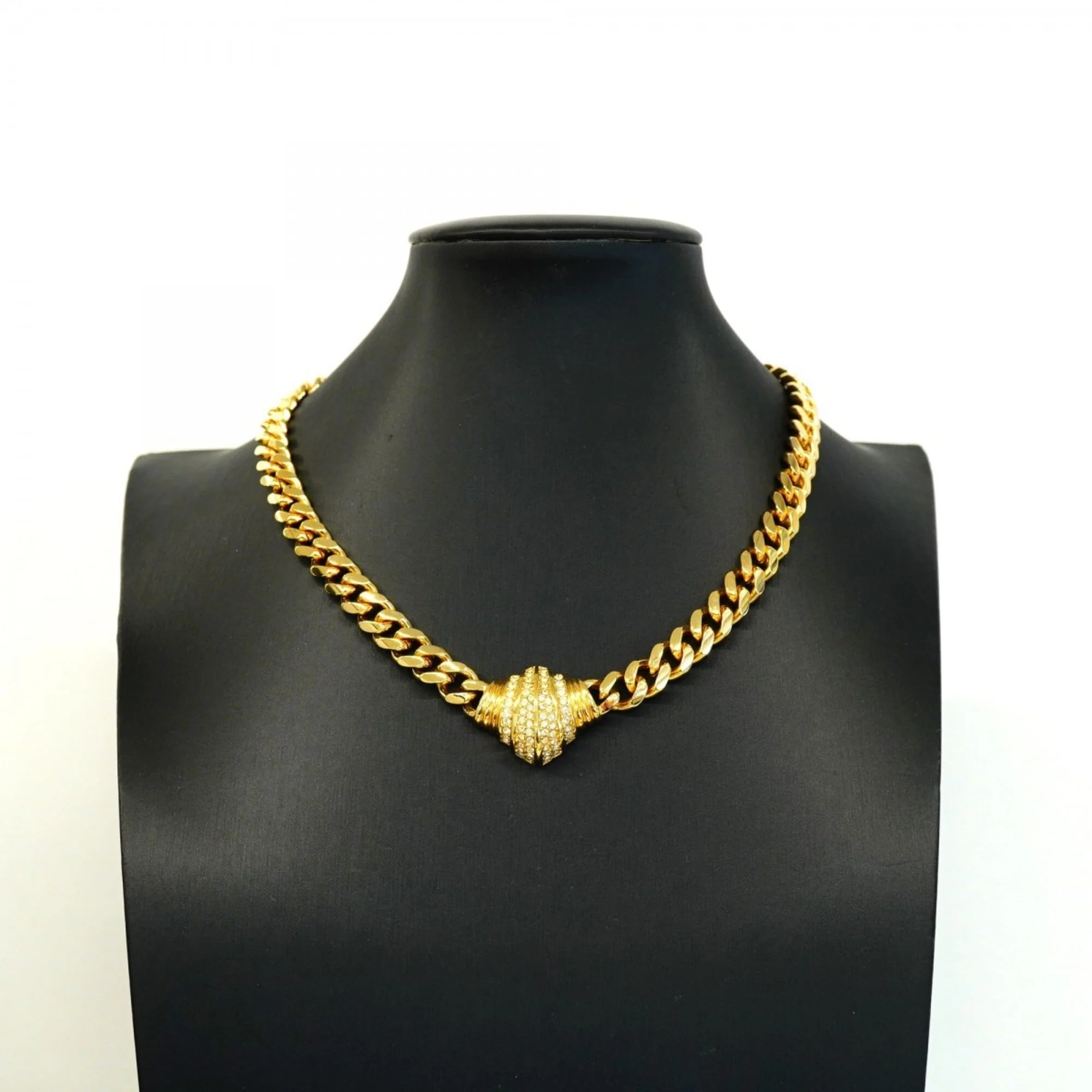 Pendant Necklace Gold and Rhinestone - Image 7