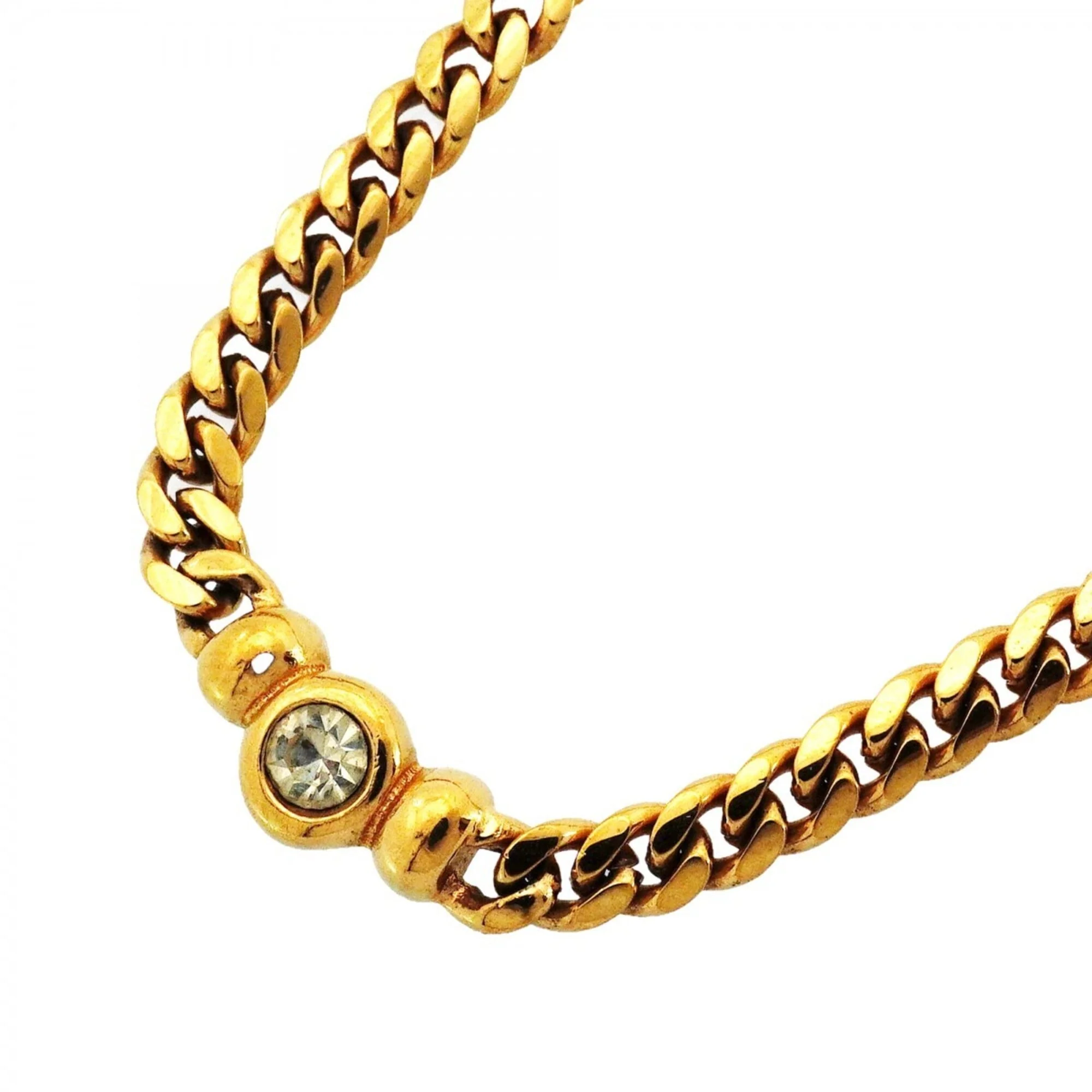 Pendant Necklace Gold and Rhinestone