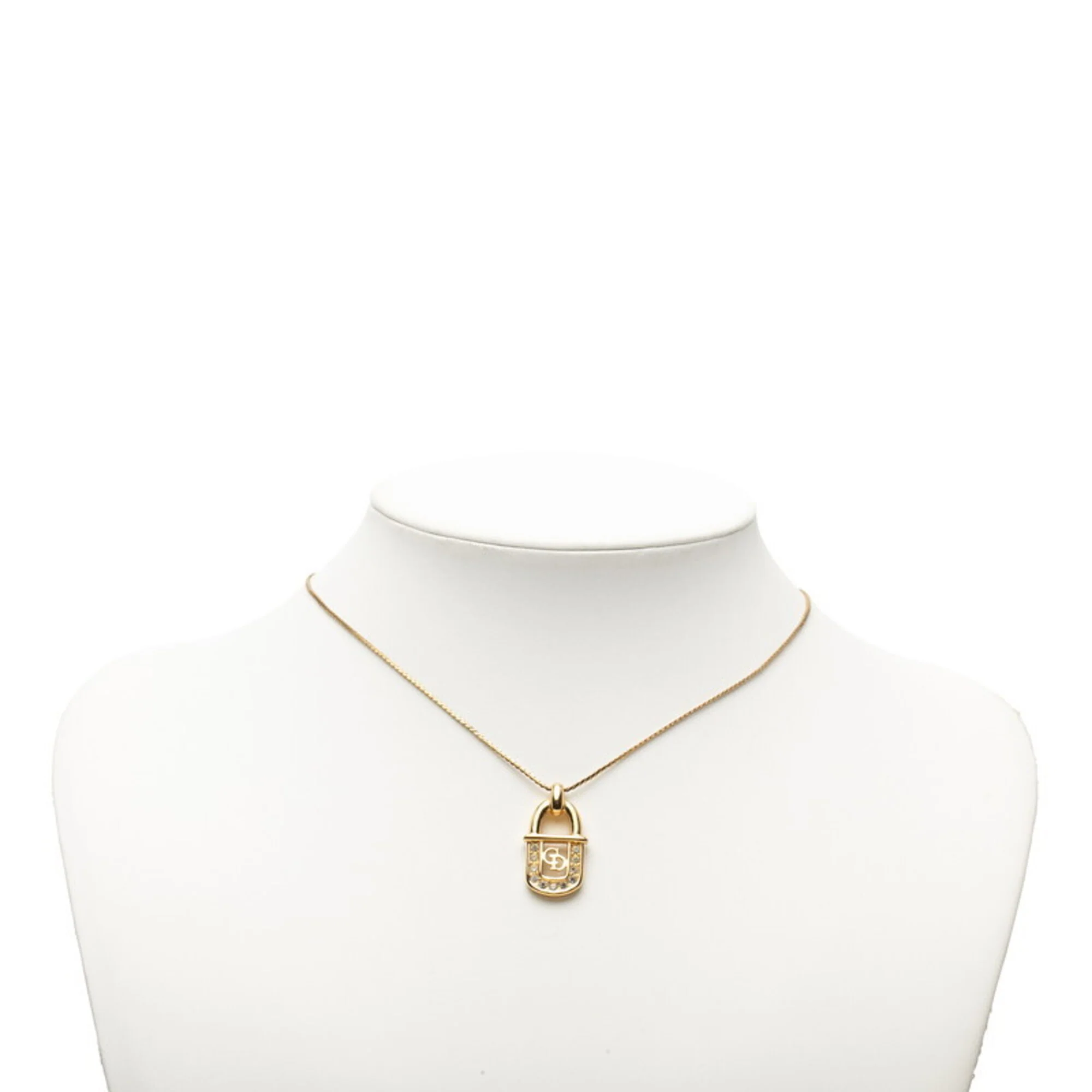 Pendant Necklace Gold and Rhinestone - Image 5