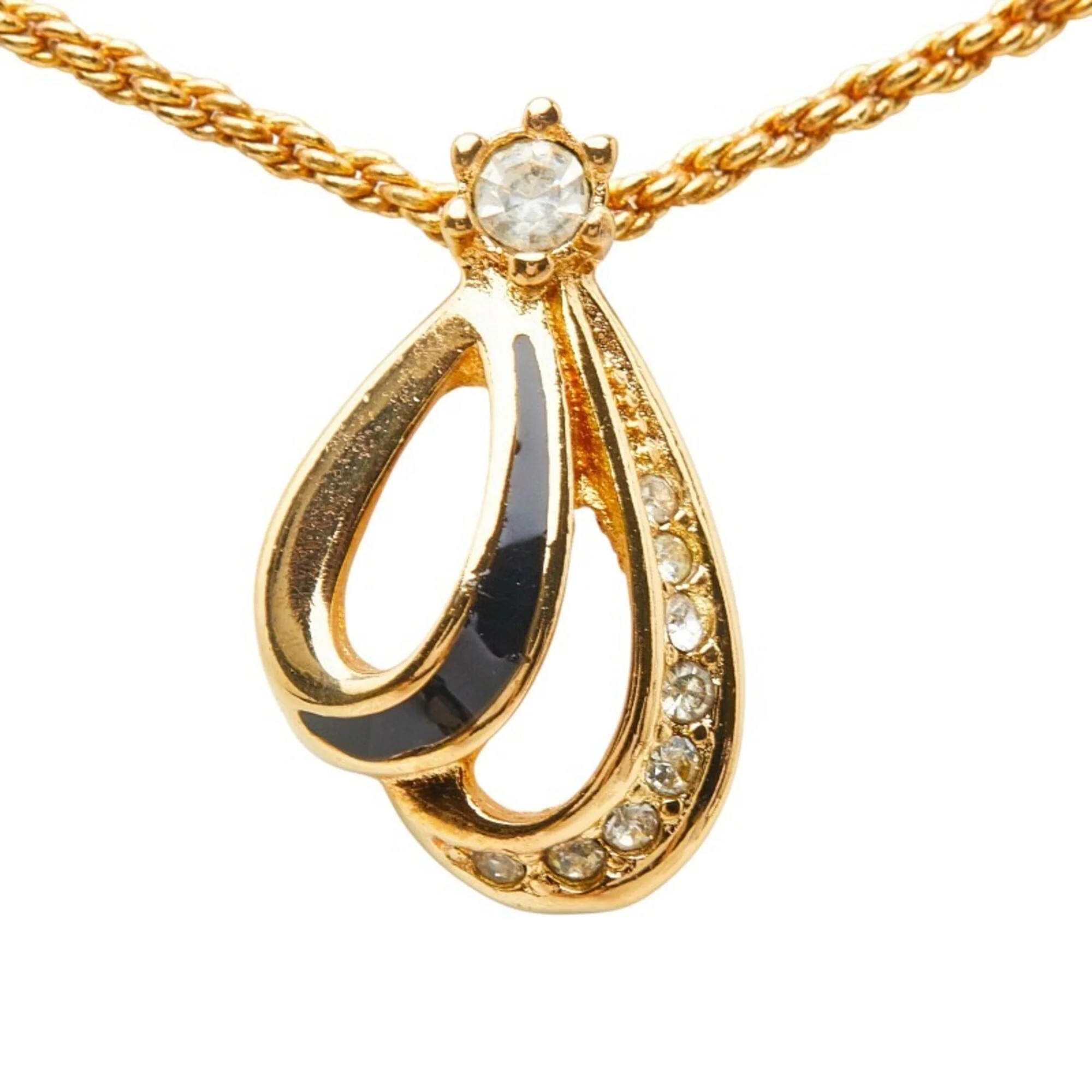 Pendant Necklace Gold and Rhinestone - Image 2