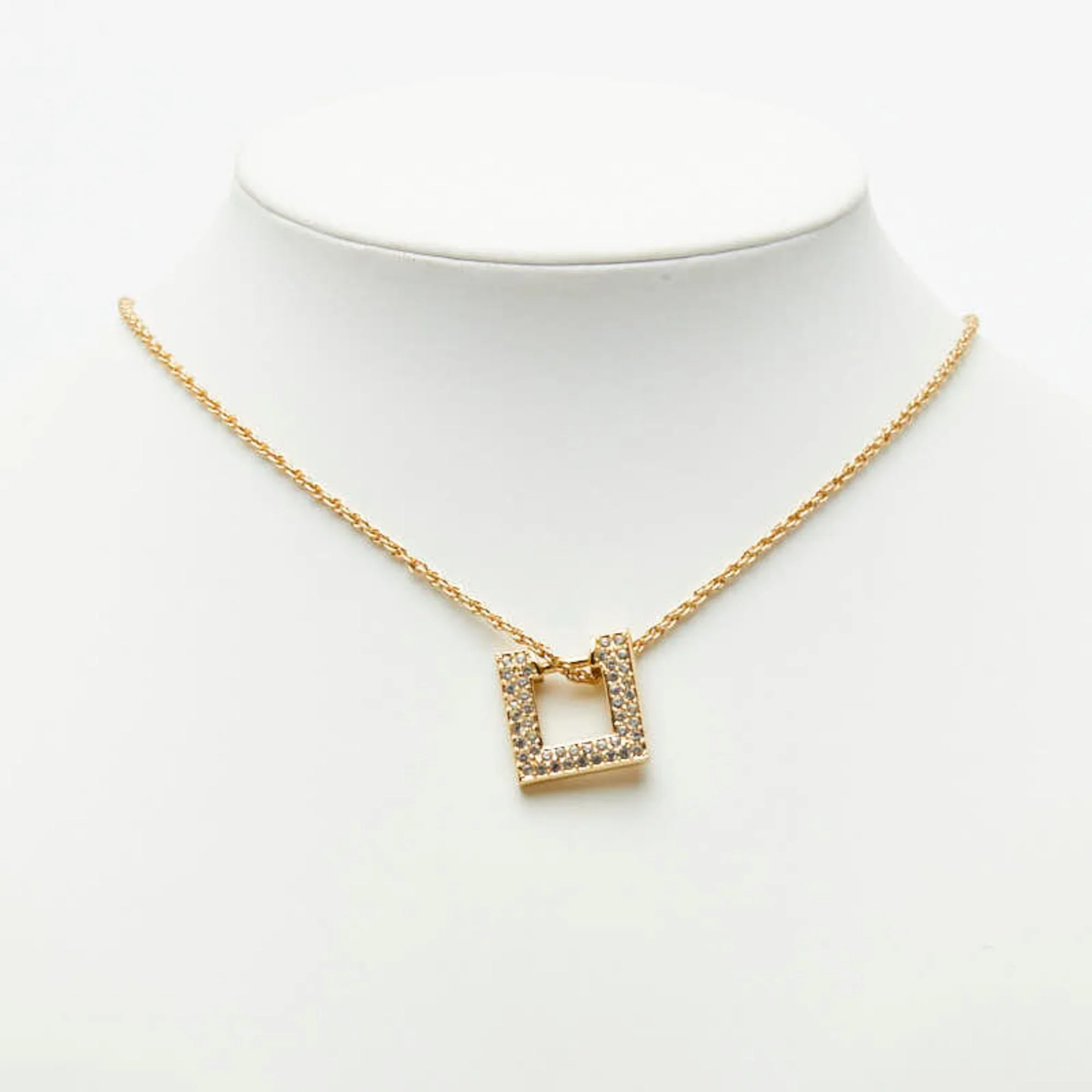 Pendant Necklace Gold and Rhinestone - Image 6