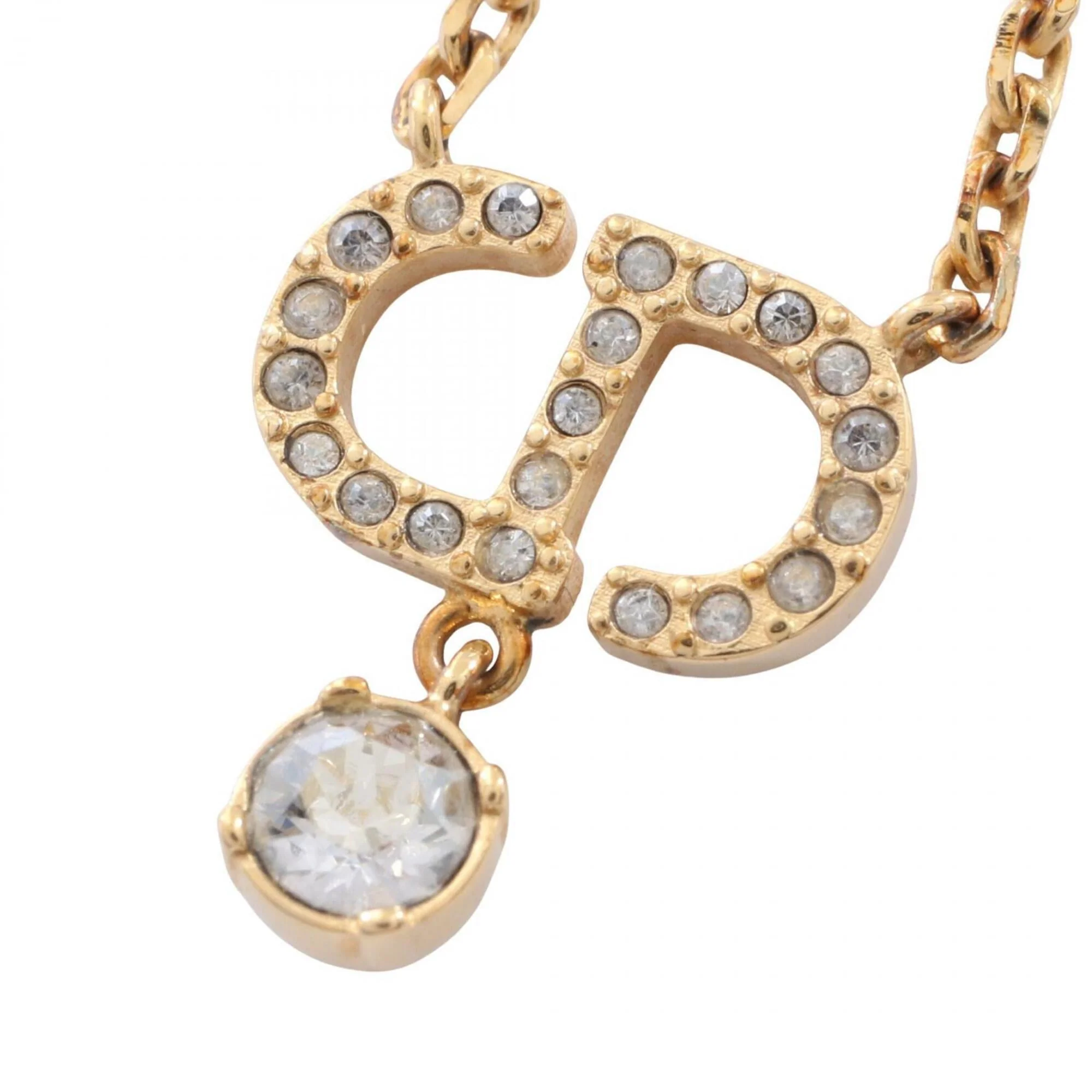 Pendant Necklace Gold and Rhinestone